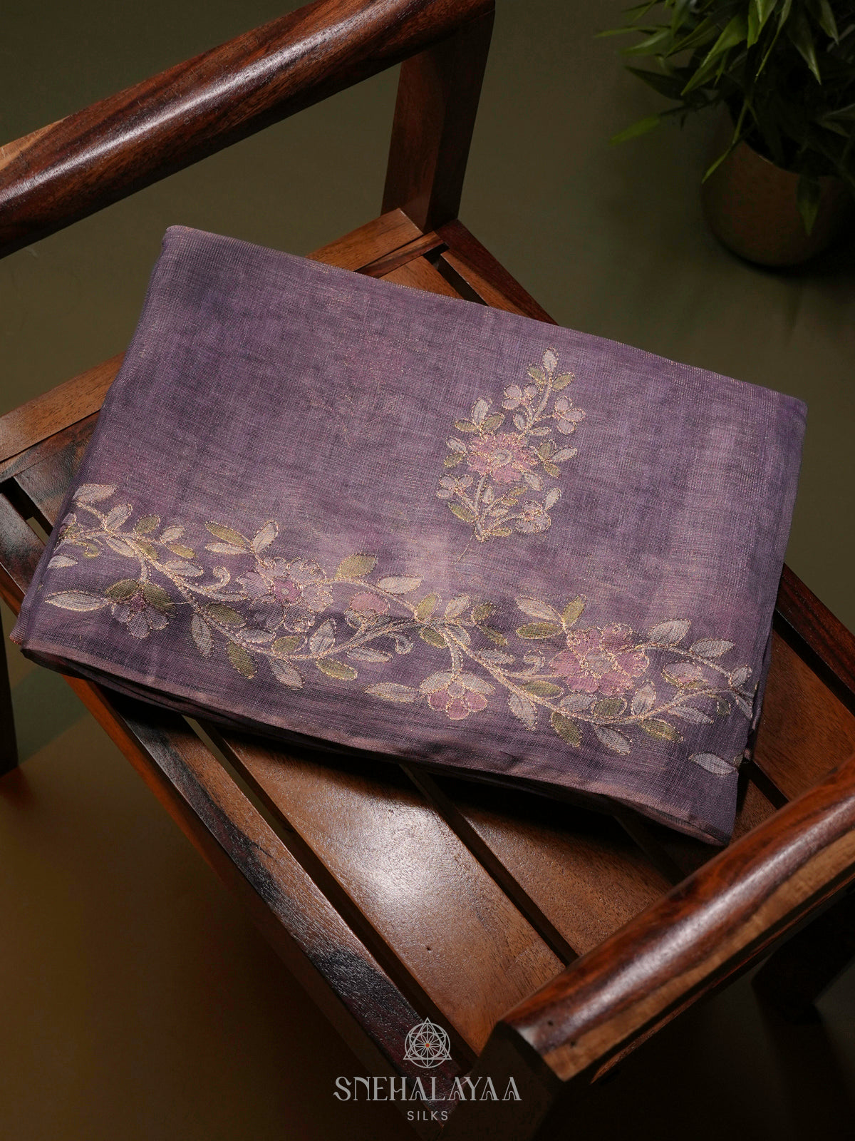 Purple Linen Saree