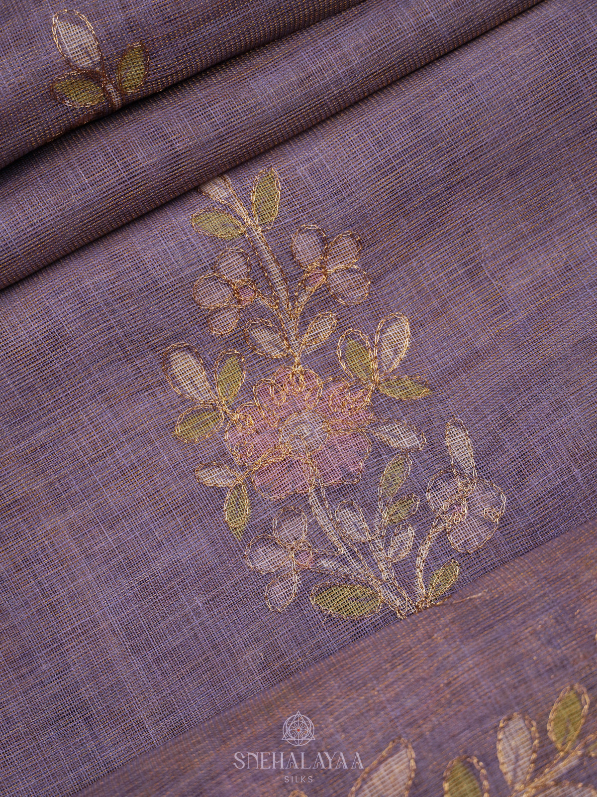Purple Linen Saree