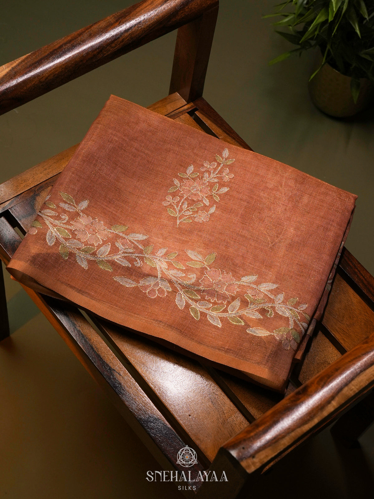 Orange Linen Saree