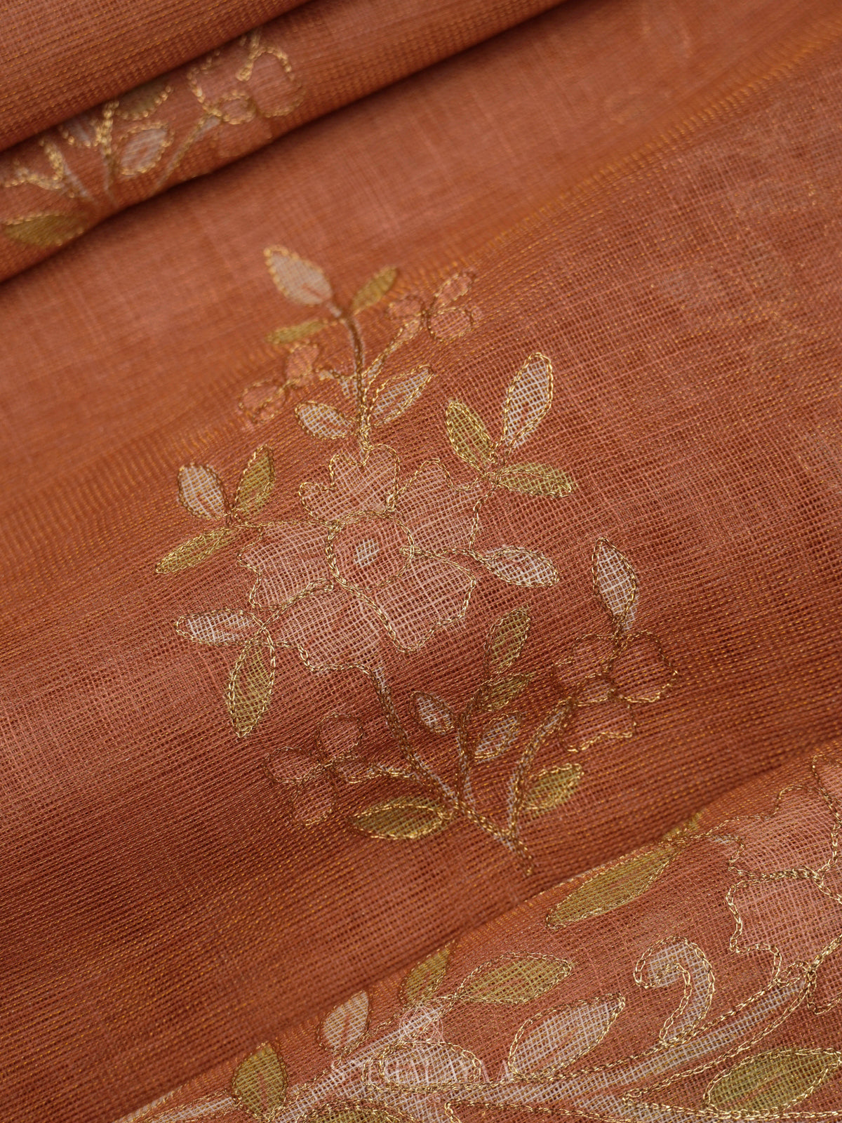 Orange Linen Saree