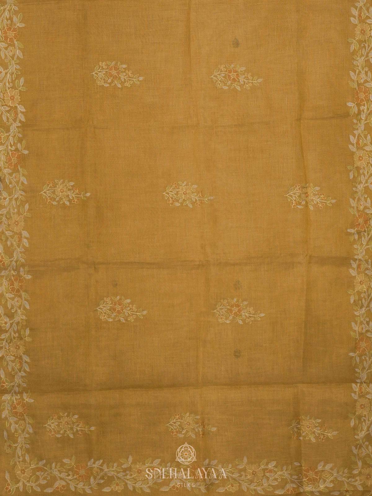 Yellow Linen Saree