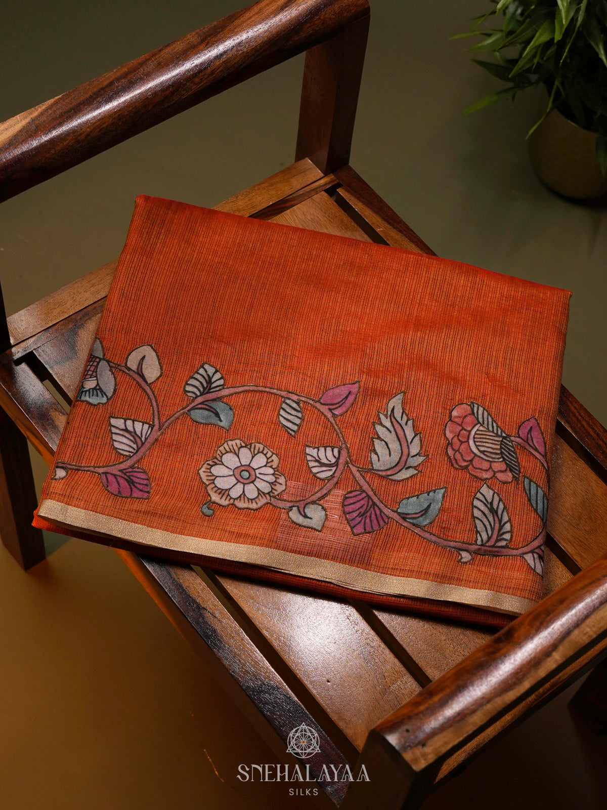 Rust Orange Kota Saree