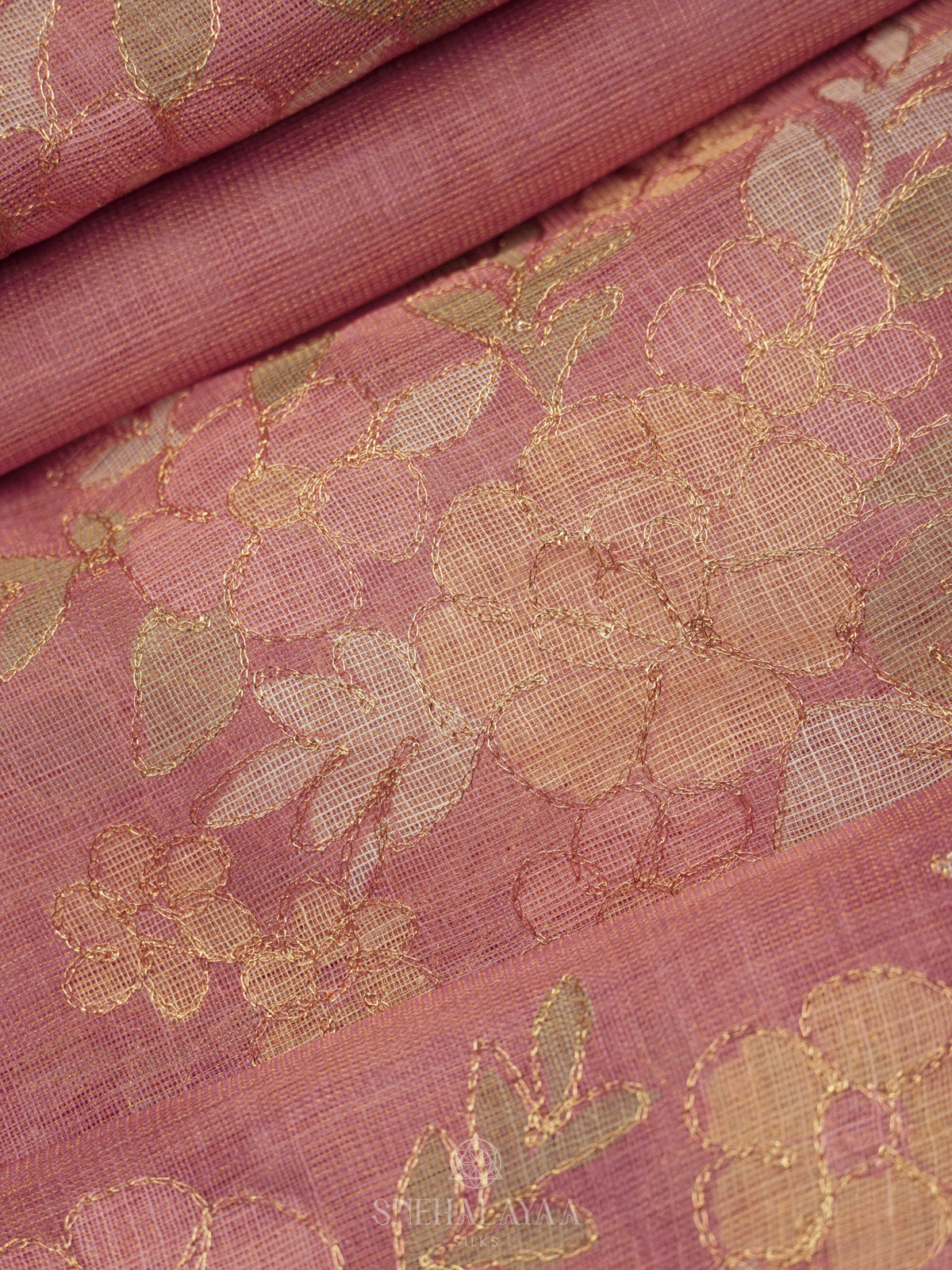Pale Pink Linen Saree