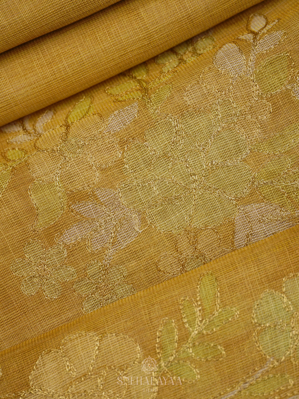Yellow Linen Saree