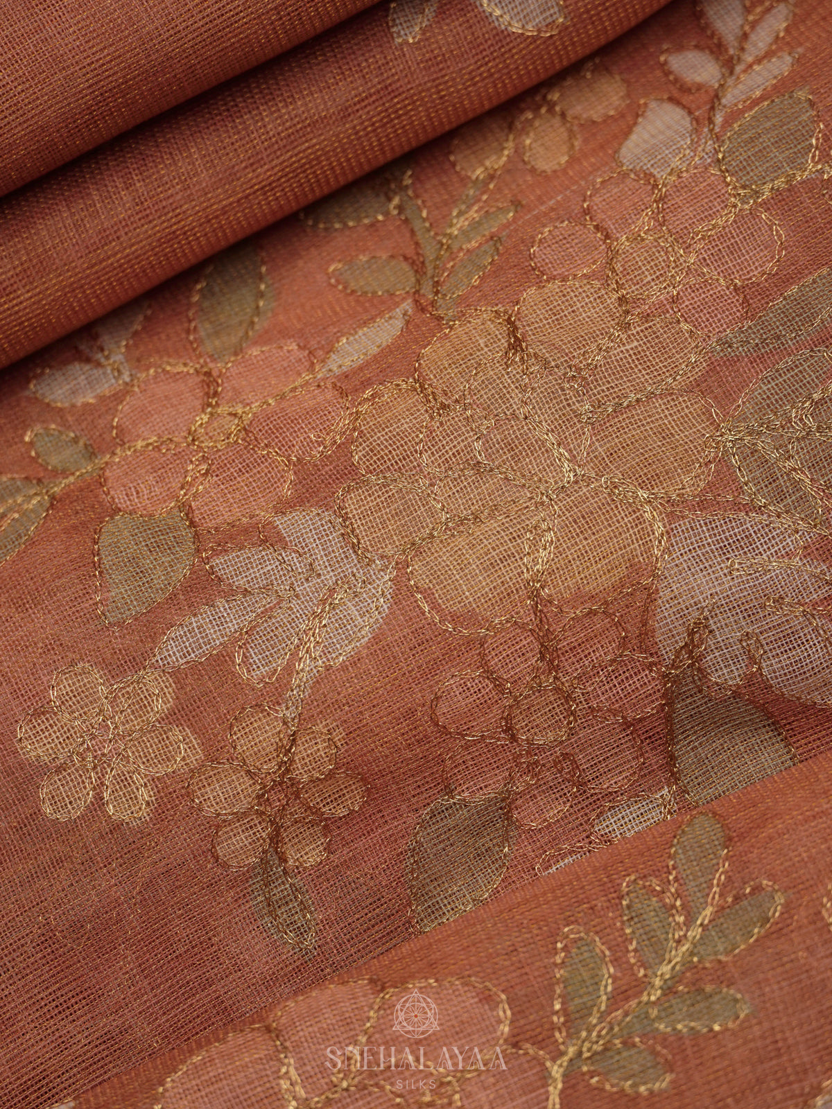 Peach Linen Saree