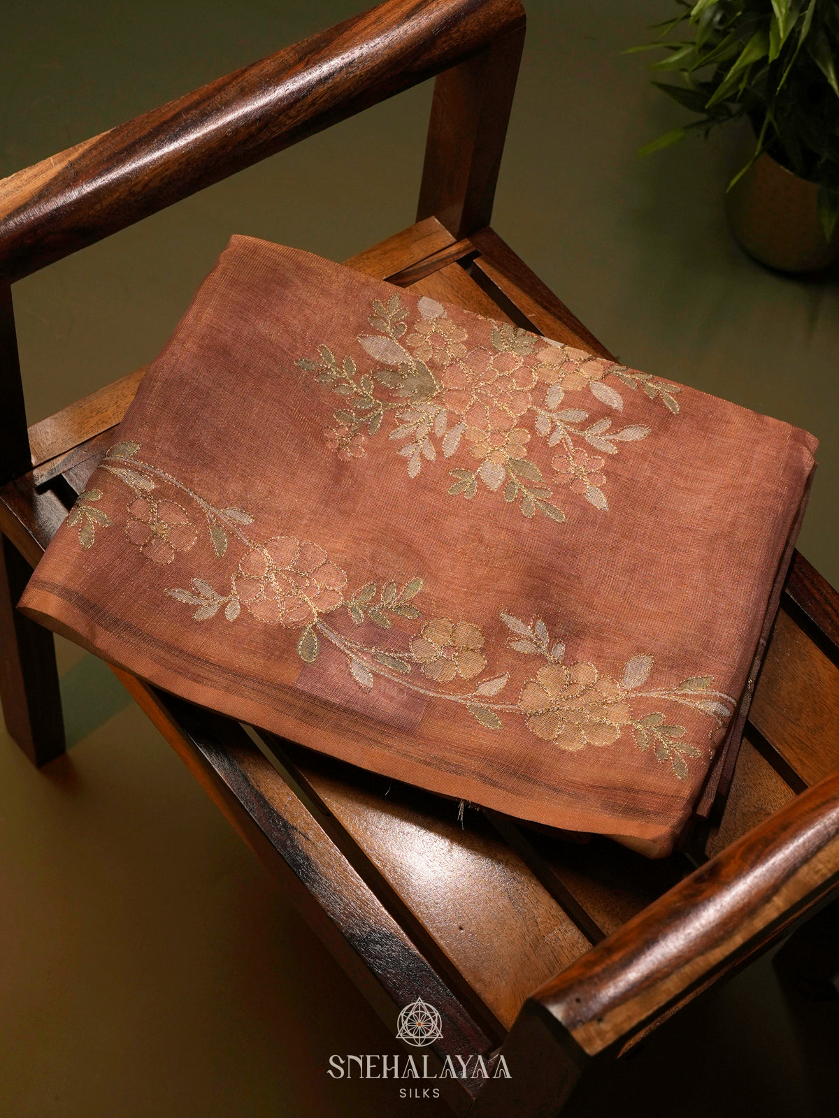 Peach Linen Saree