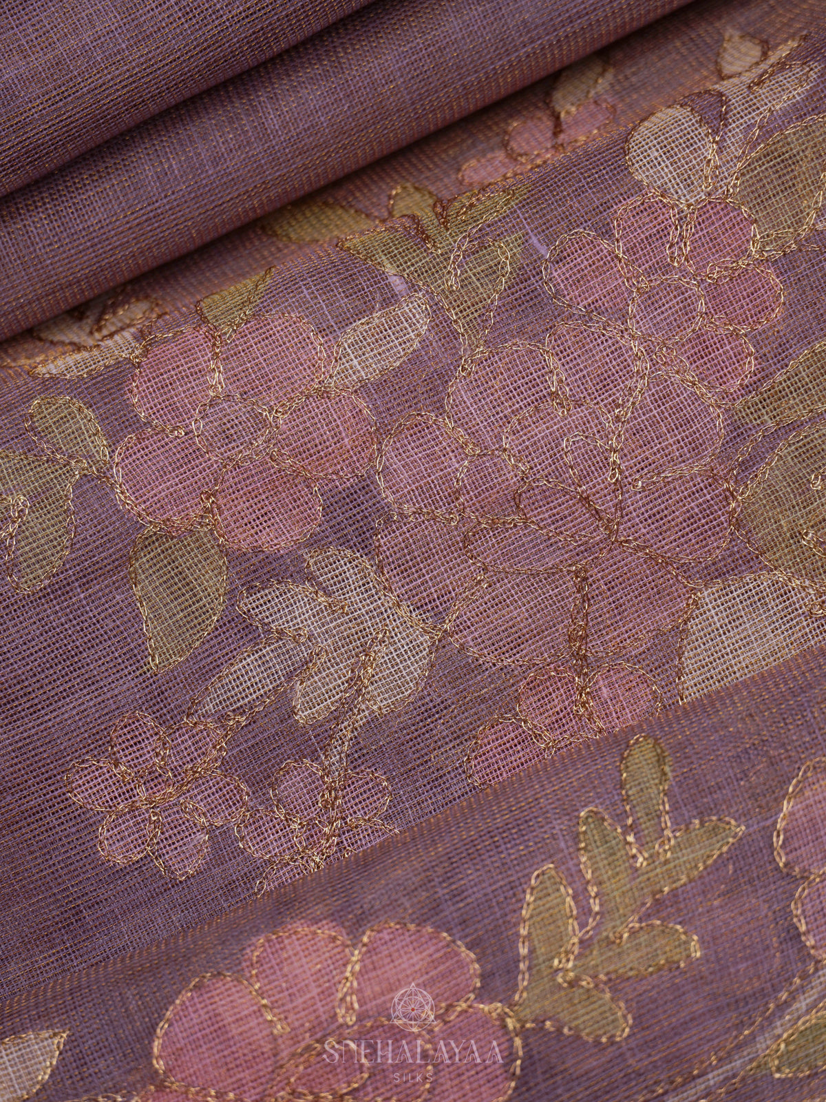 Purple Linen Saree