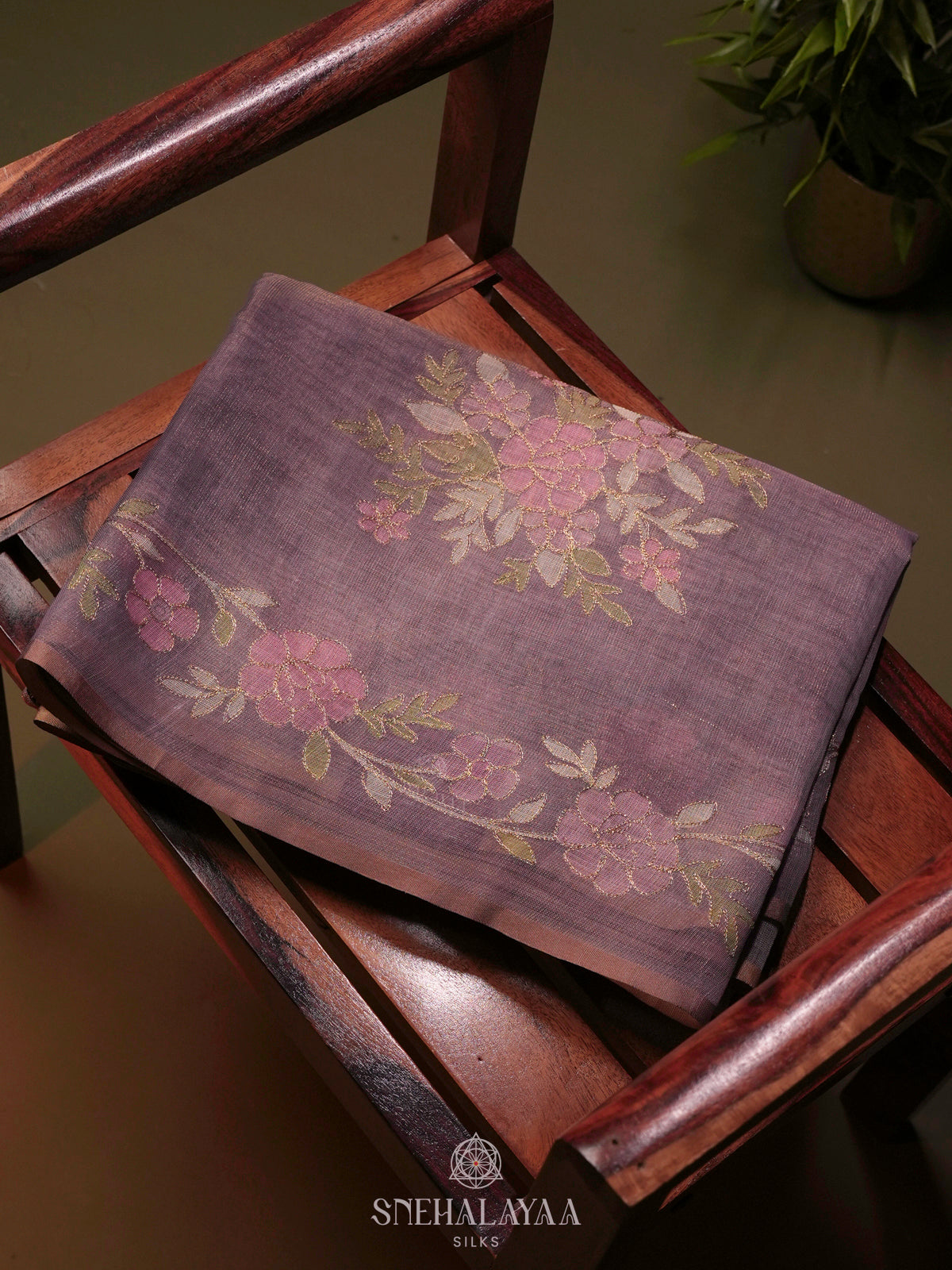 Purple Linen Saree