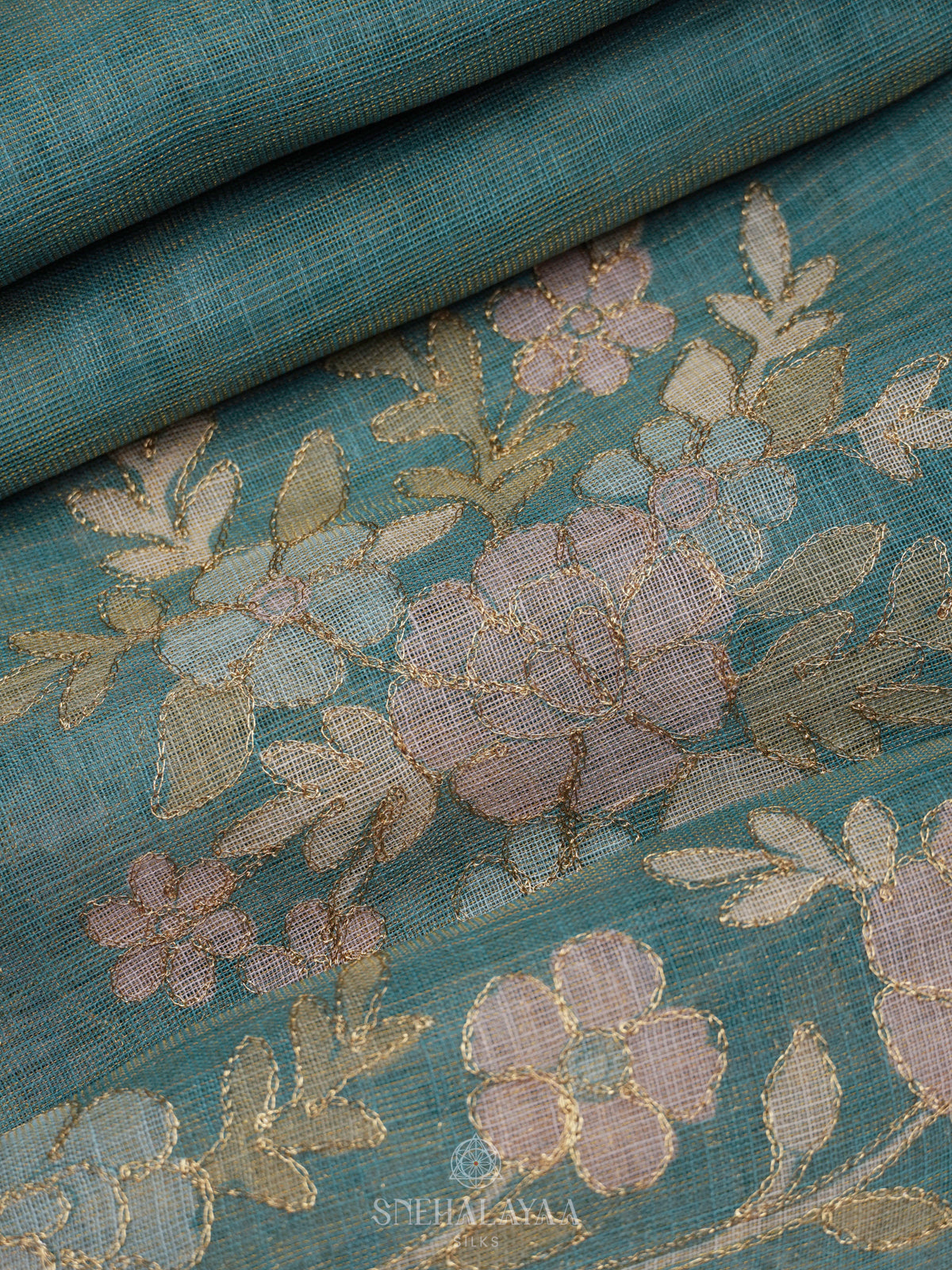 Teal Green Linen Sraee