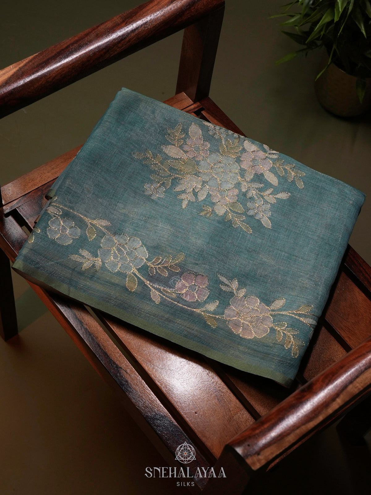 Teal Green Linen Sraee