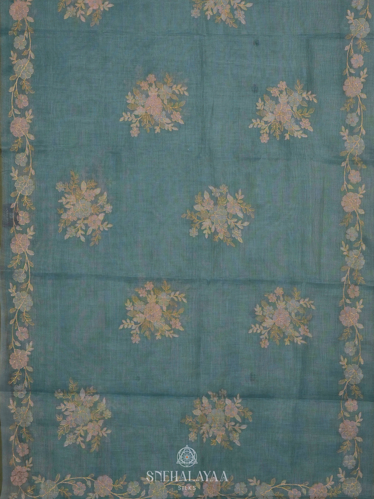 Teal Green Linen Sraee
