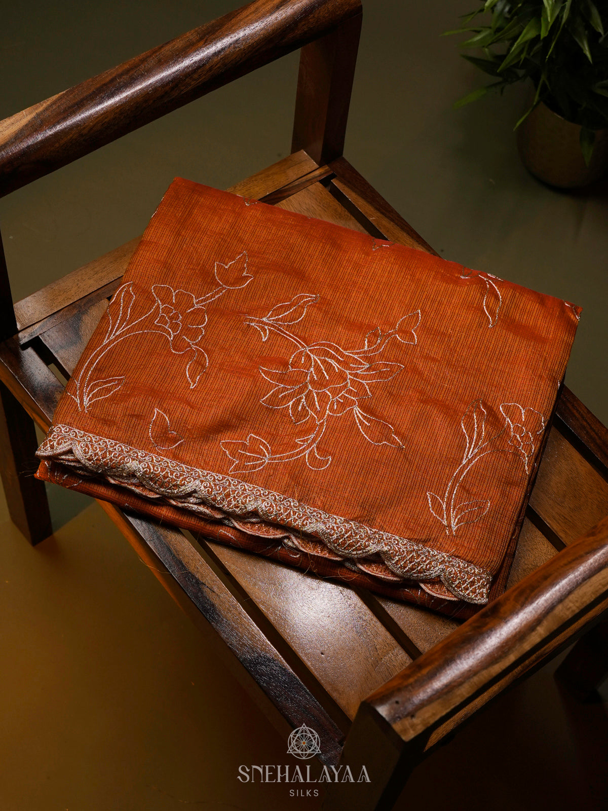 Rust Orange Kota Saree