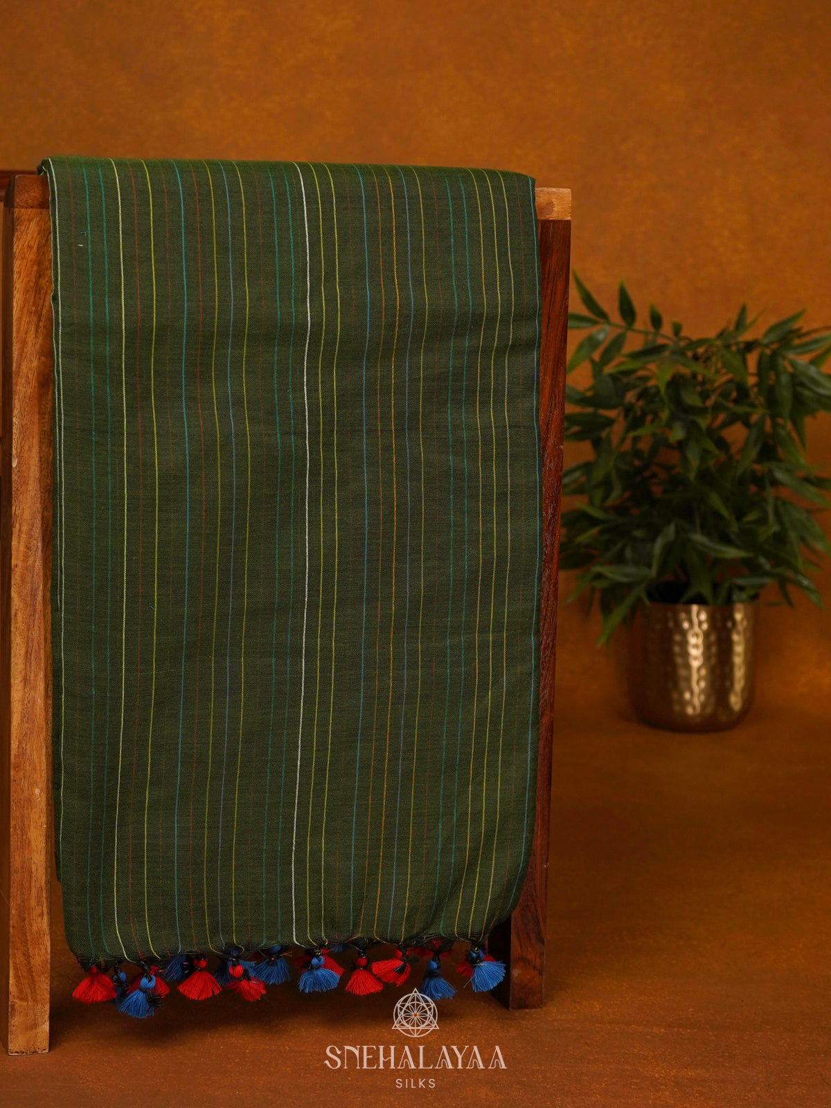 Olive Green Mul Cotton Saree