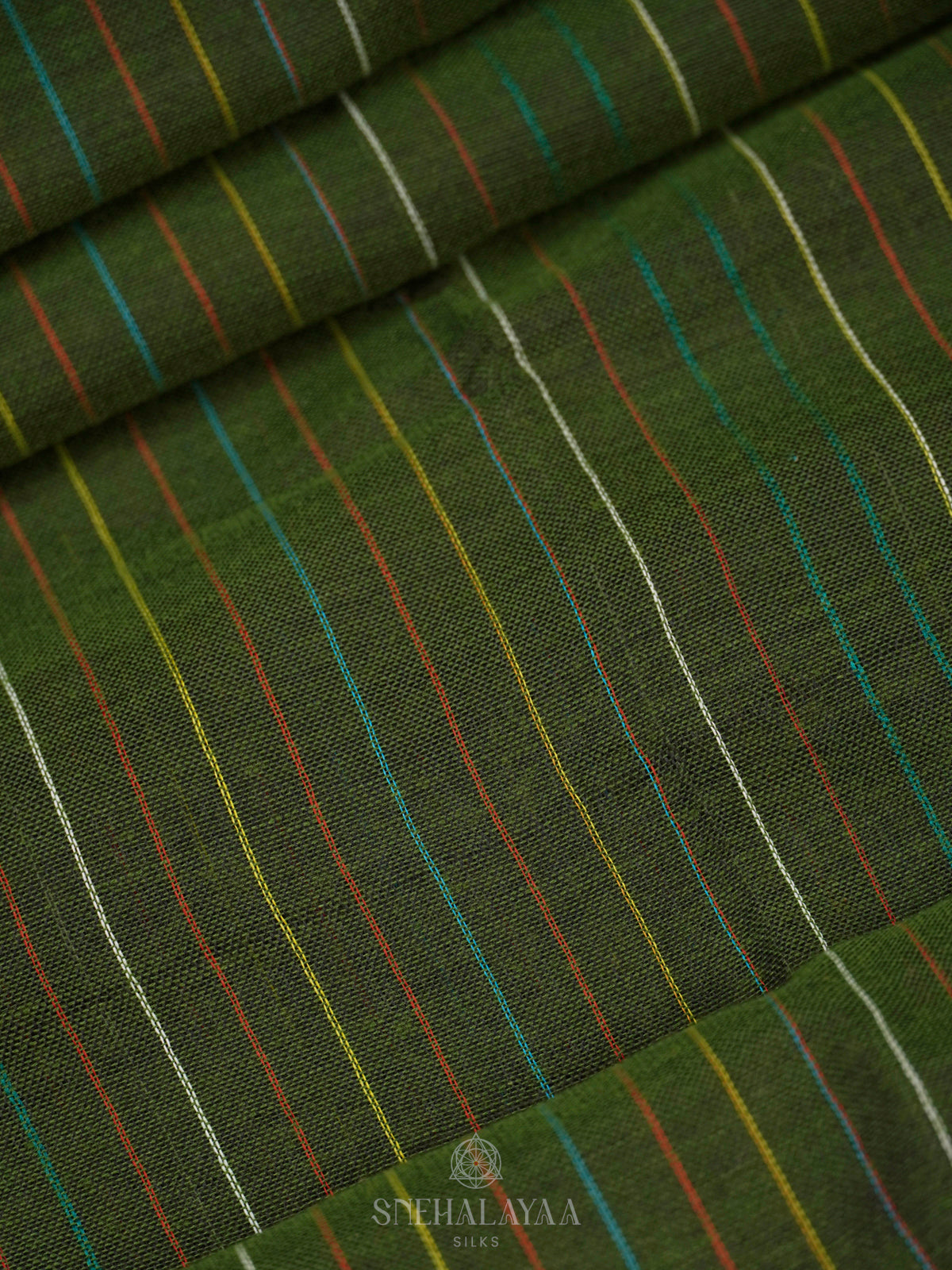 Olive Green Mul Cotton Saree