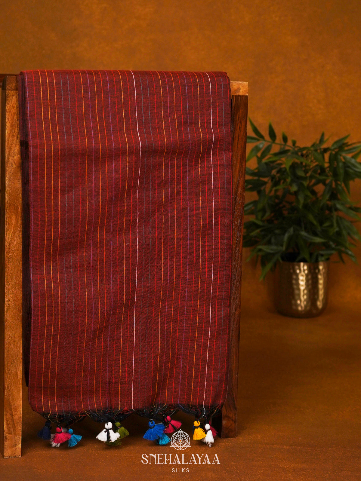 Maroon Mul Cotton Saree