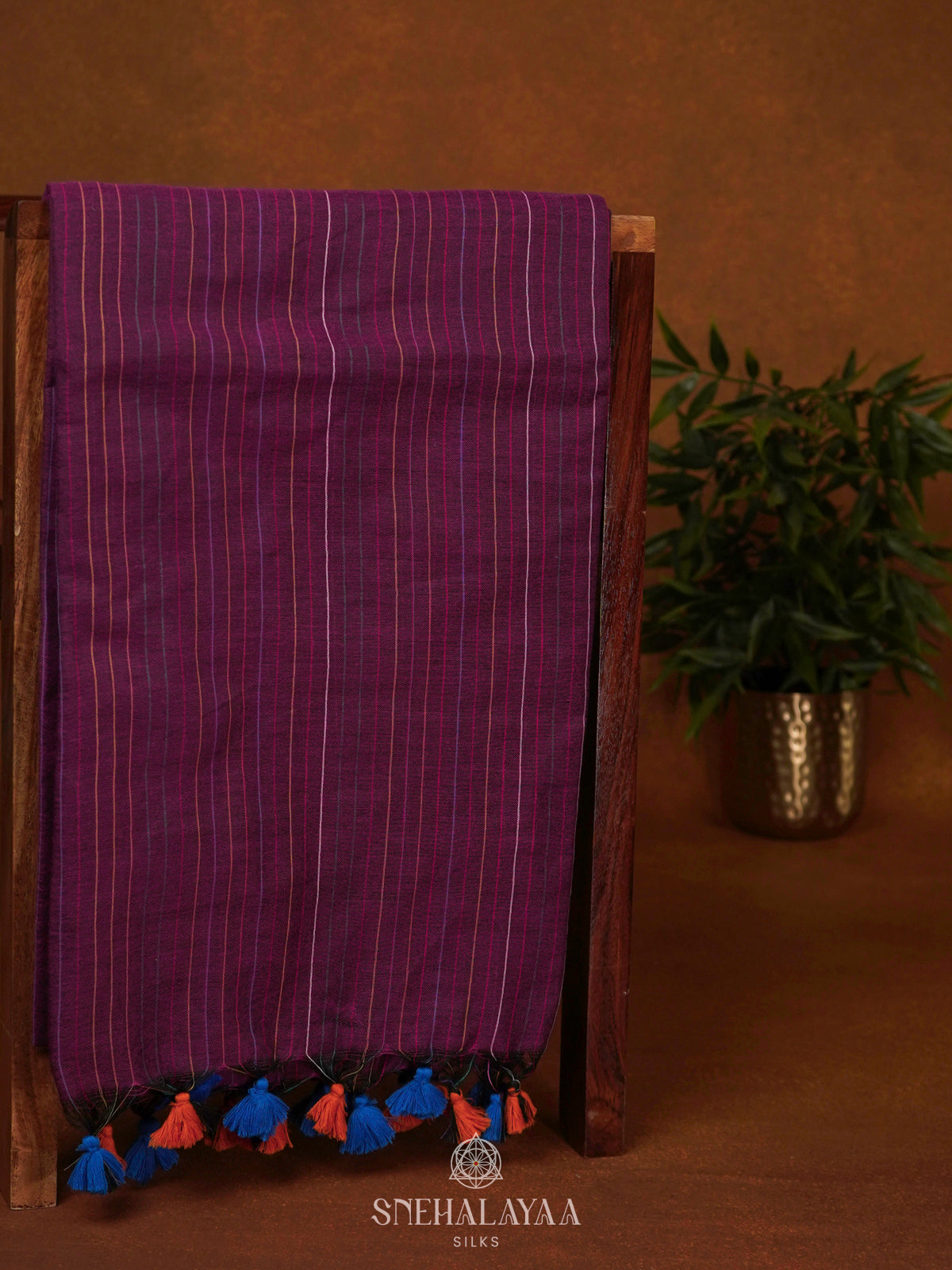 Magenta Mul Cotton Saree