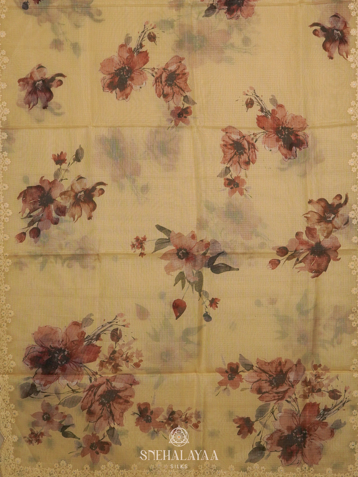 Pale Yellow Kota Saree