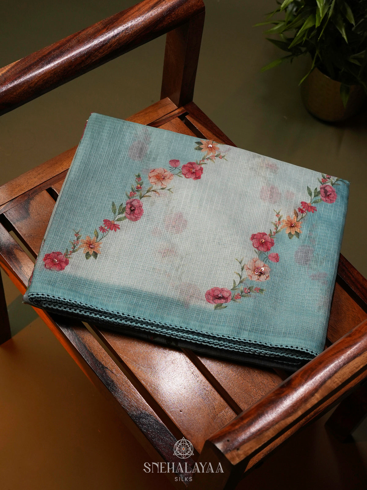 Pale Blue Kota Saree