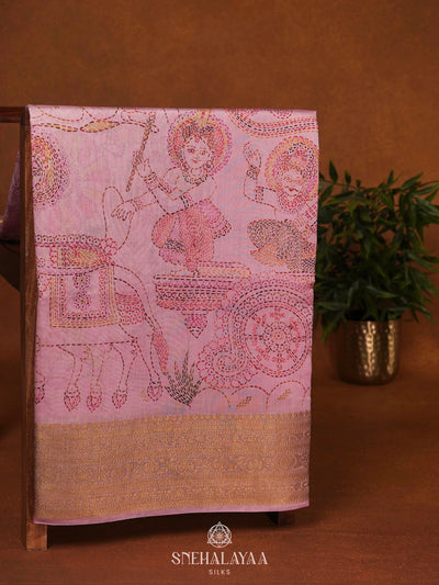 Pale Pink Chanderi Saree