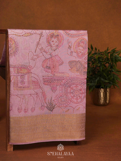 Pale Pink Chanderi Saree