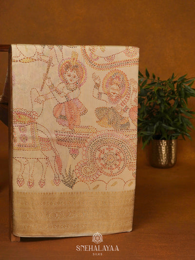 Pale Yellow Chanderi Saree