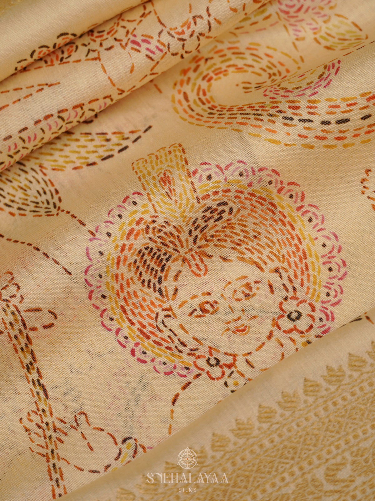 Pale Yellow Chanderi Saree