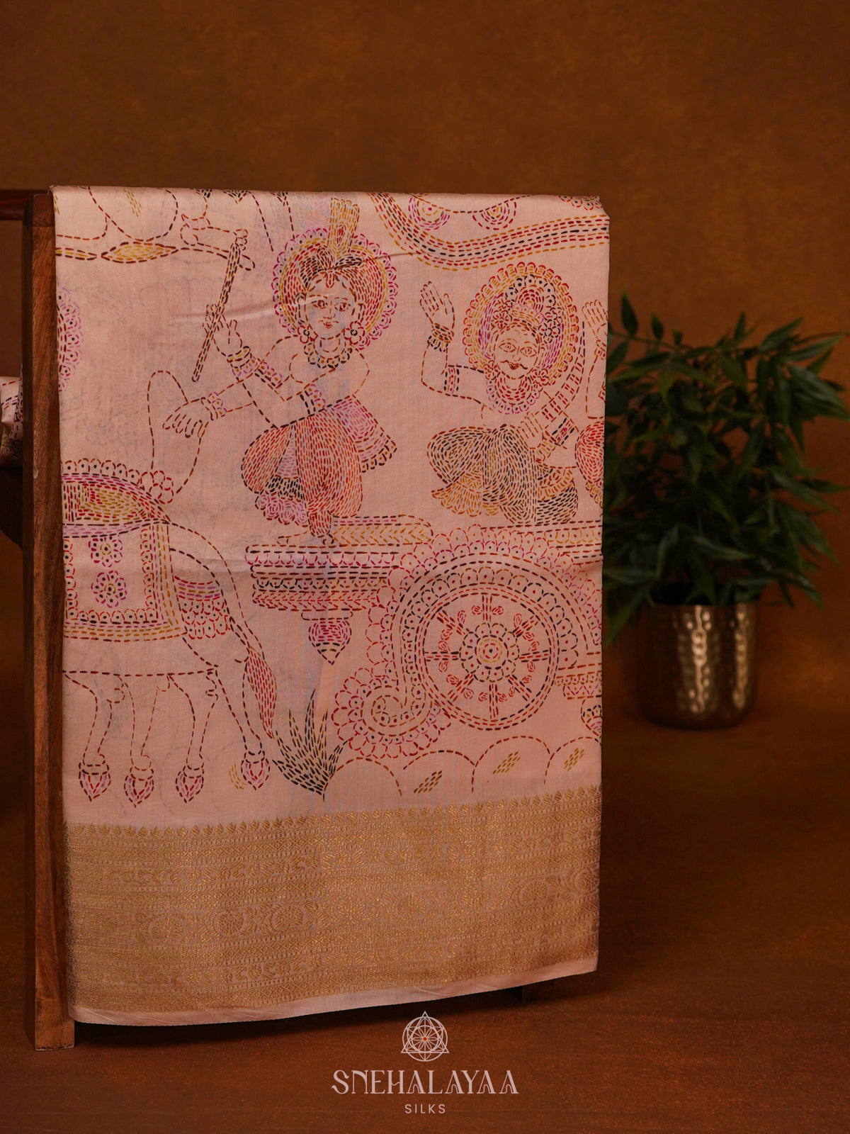 Peach Chanderi Saree