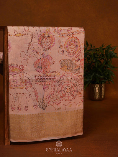 Peach Chanderi Saree