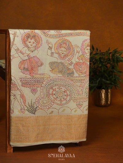 Pale Yellow Chanderi Saree