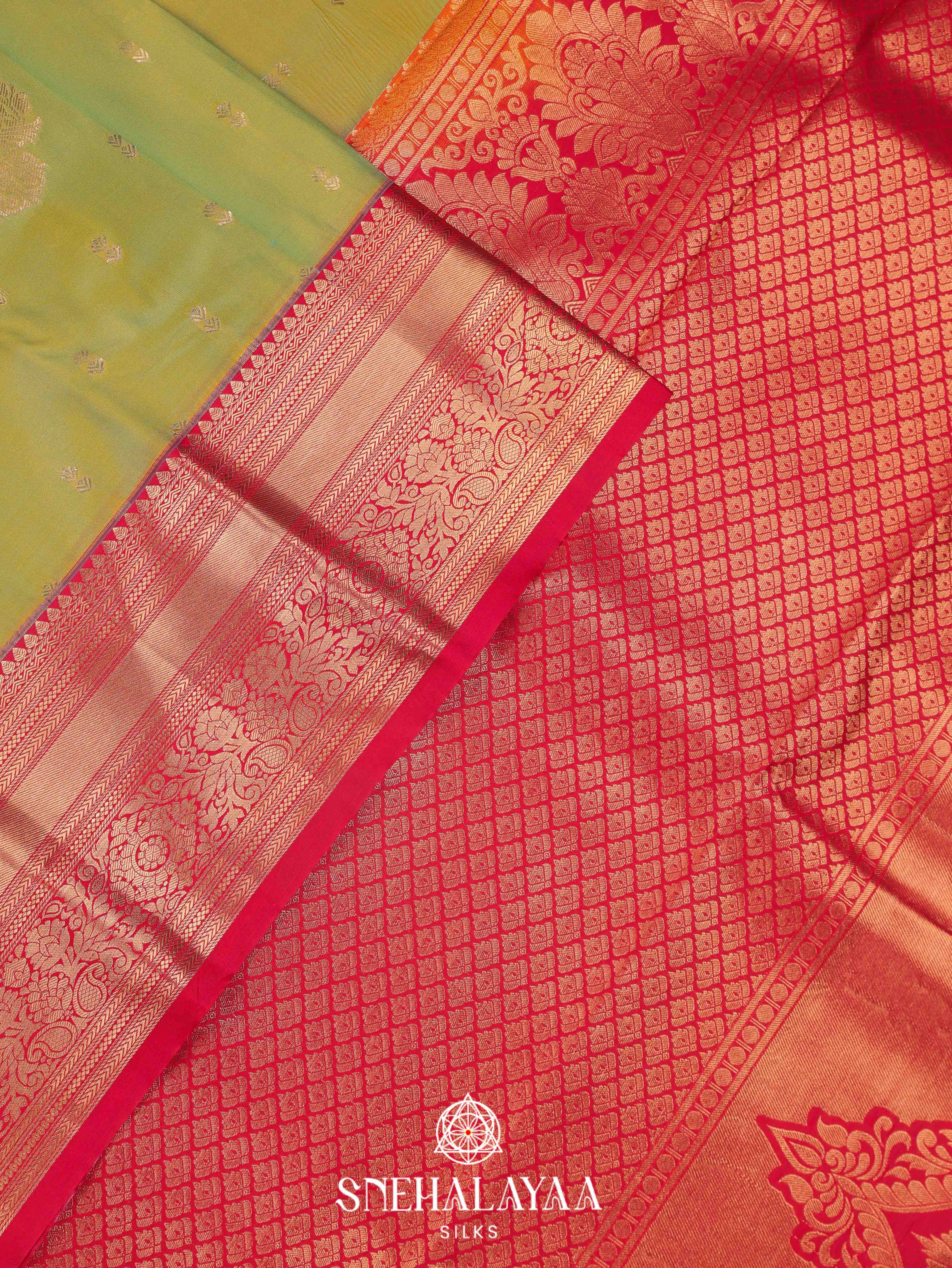 Moss Green Art Silk Saree