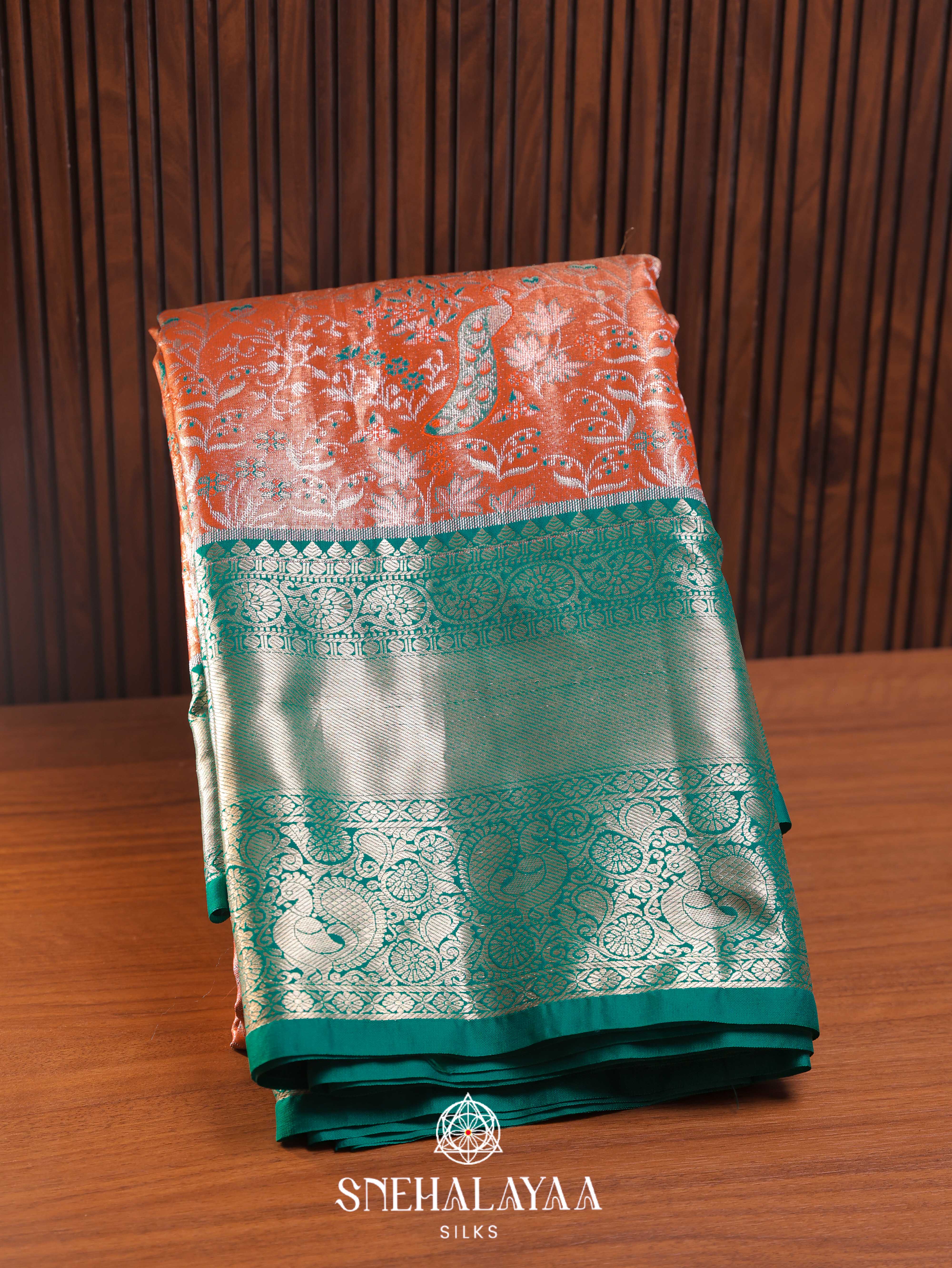 Peach Art Silk Saree