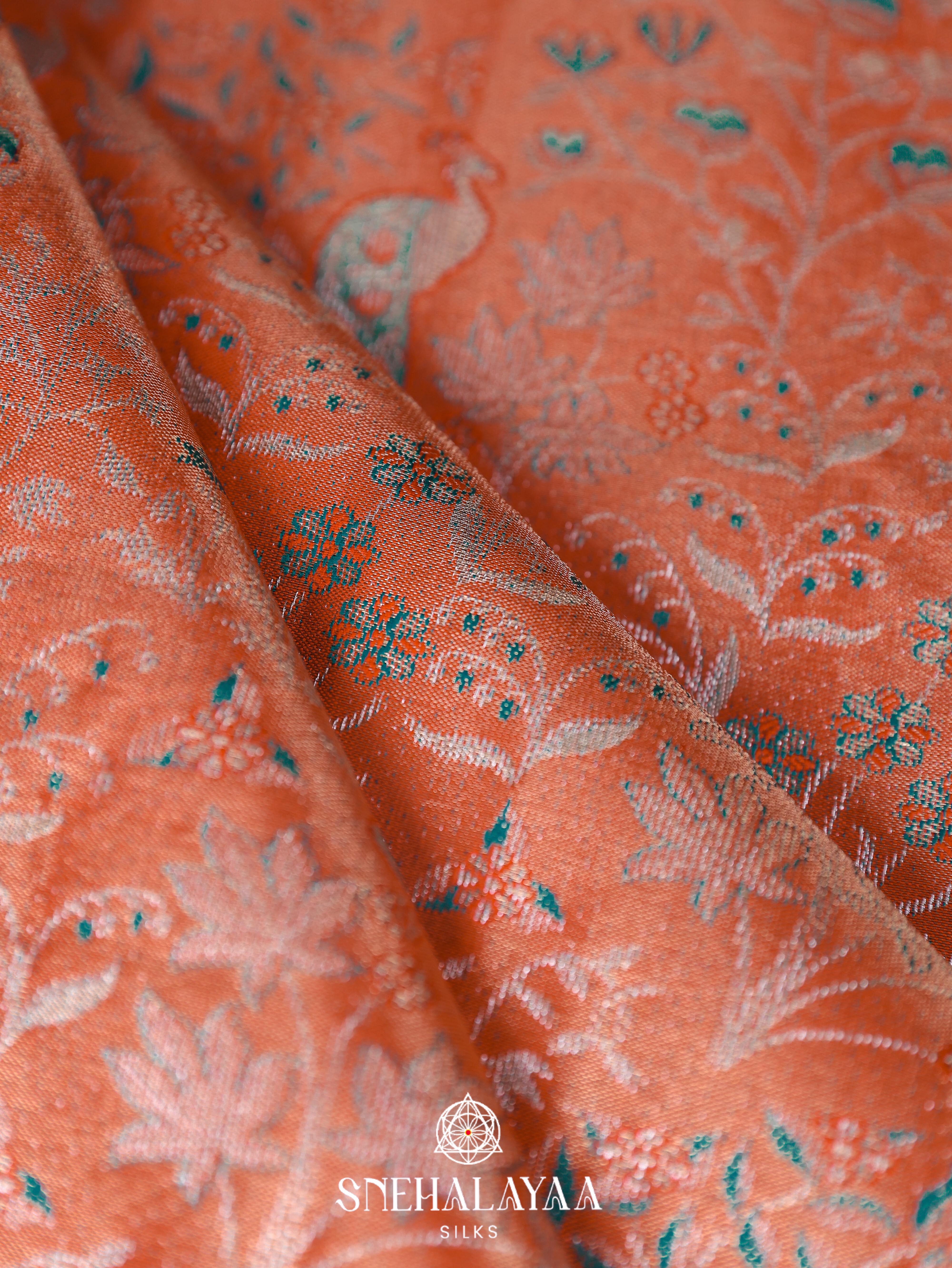 Peach Art Silk Saree