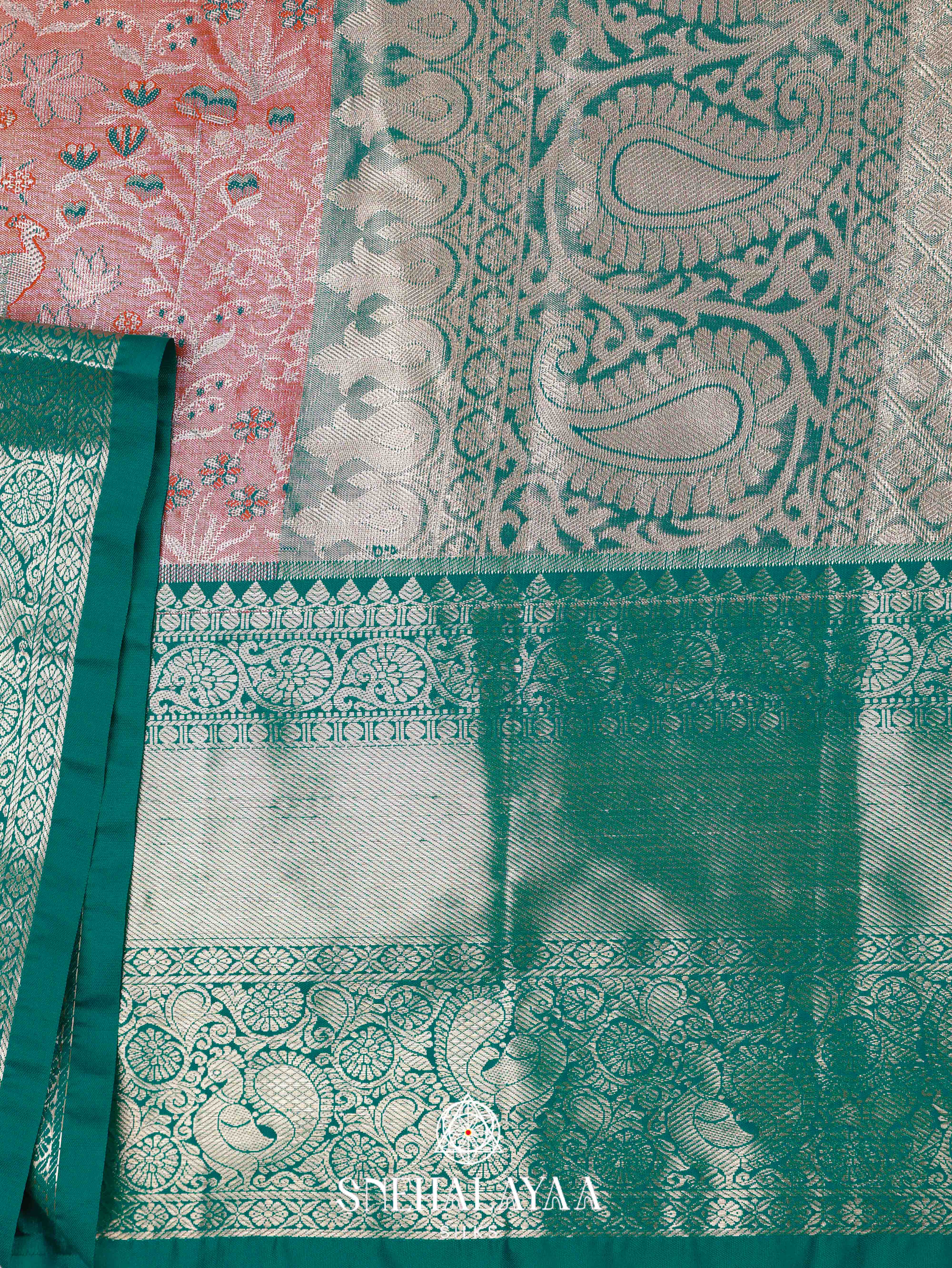 Peach Art Silk Saree