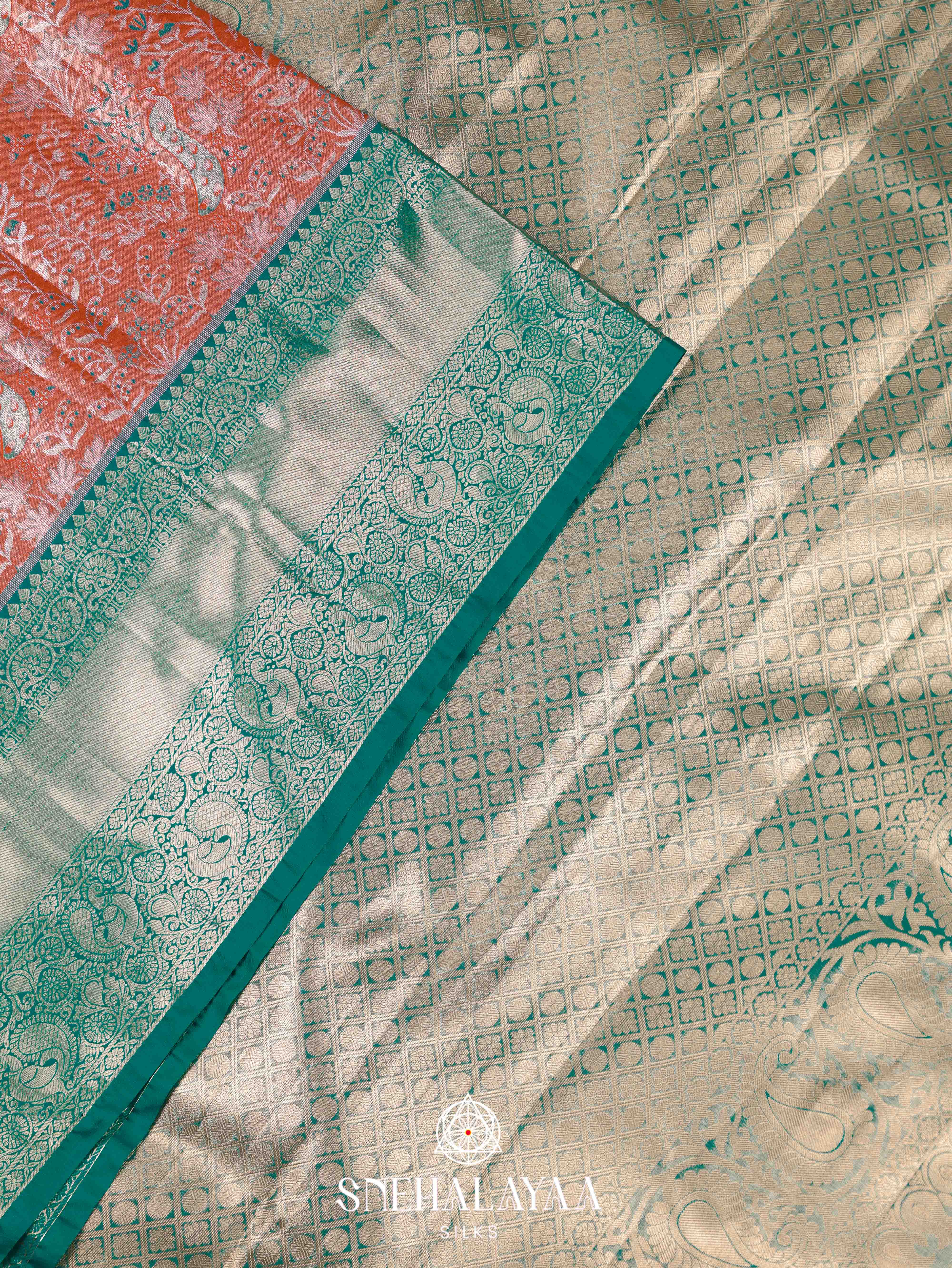 Peach Art Silk Saree