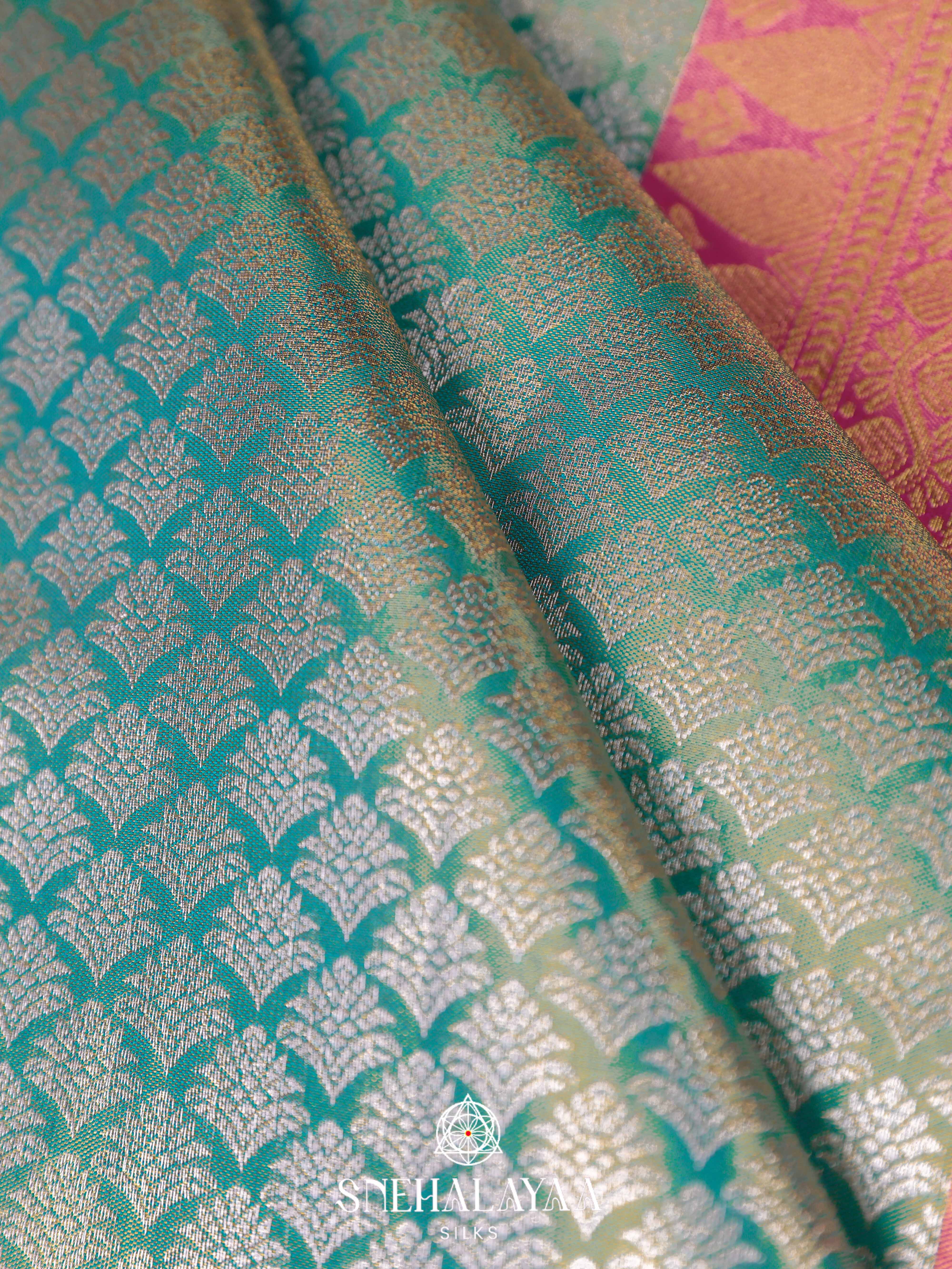 Teal Blue Art Silk Saree