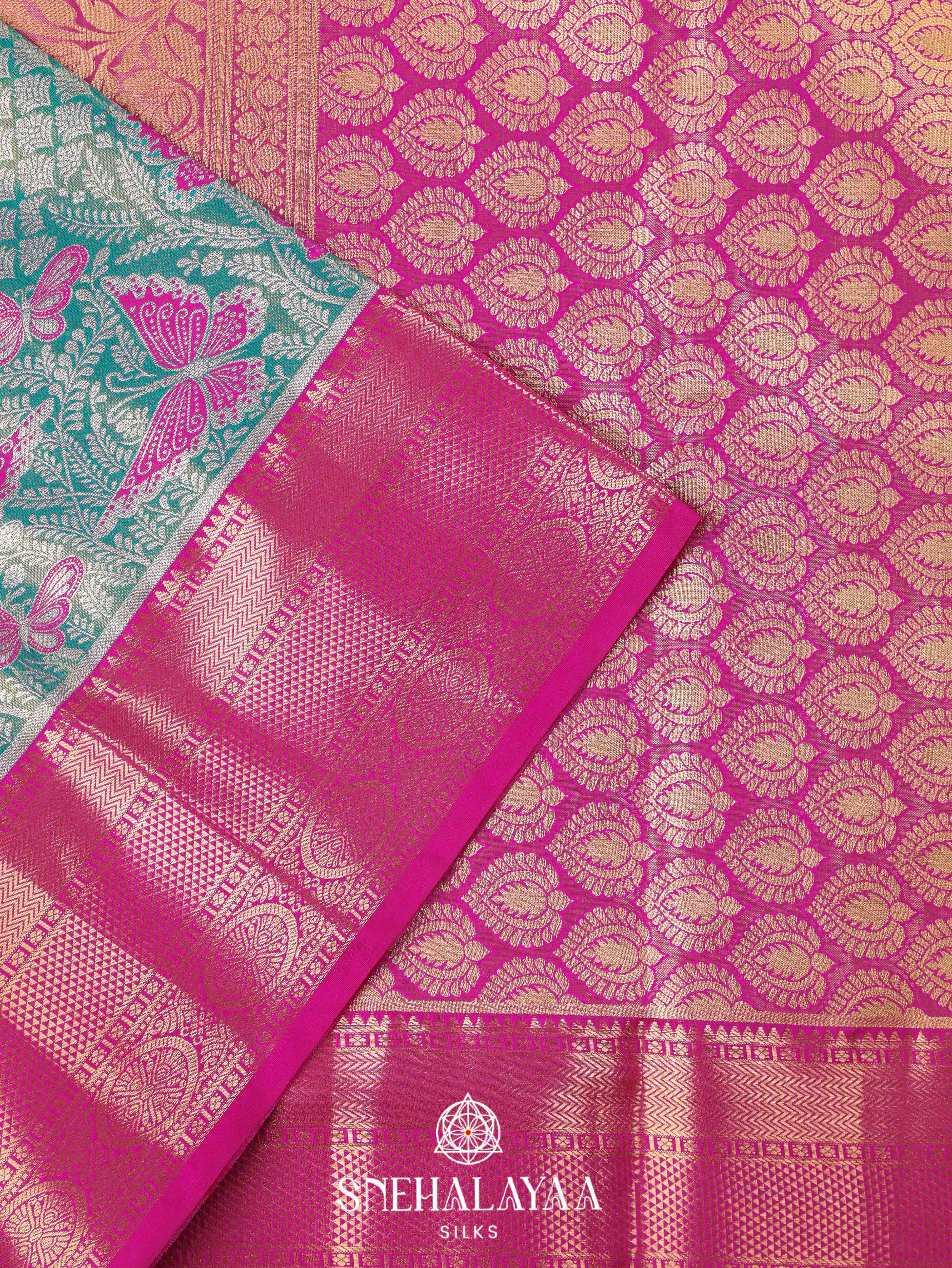 Teal Blue Art Silk Saree