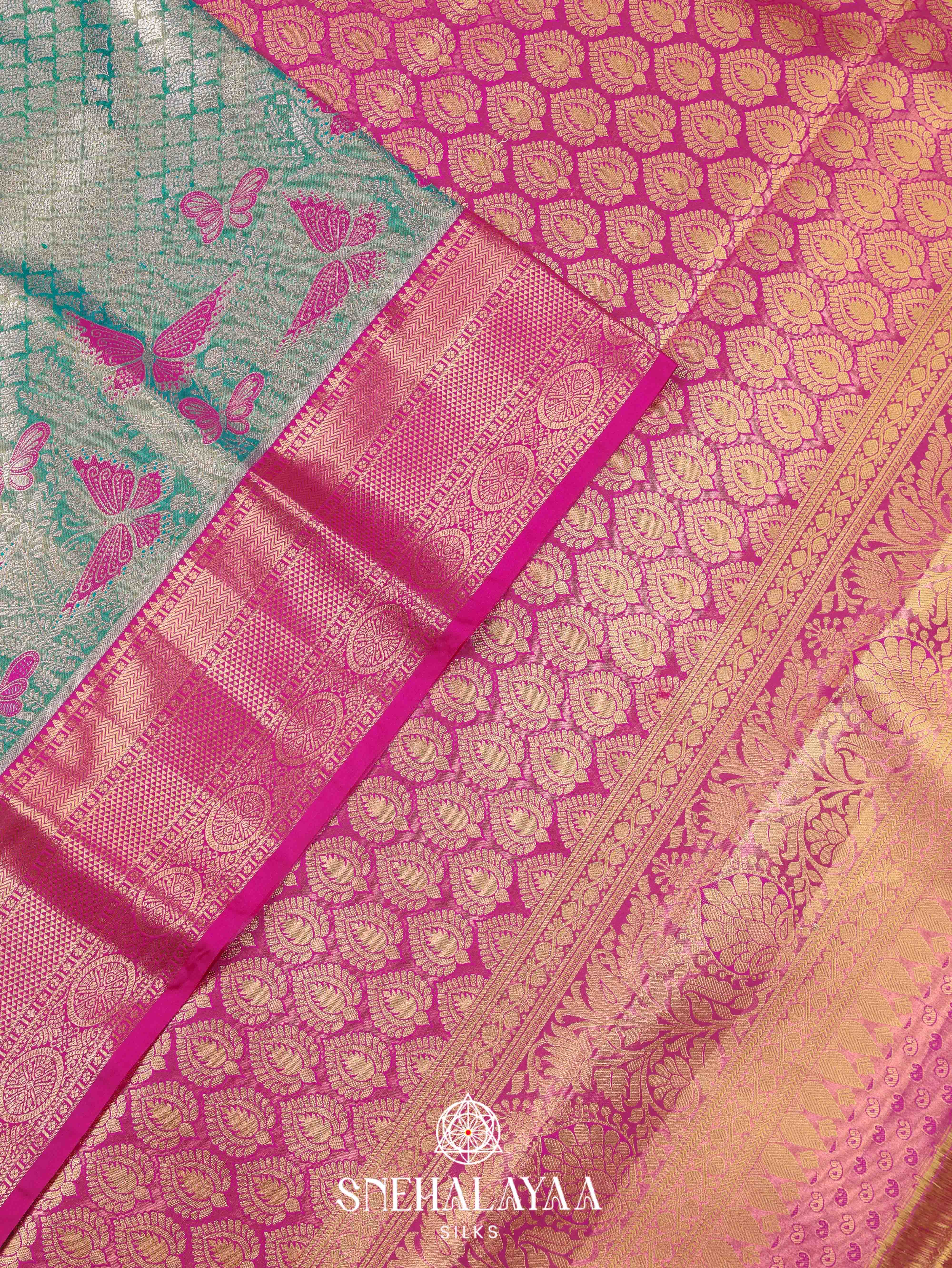Teal Blue Art Silk Saree