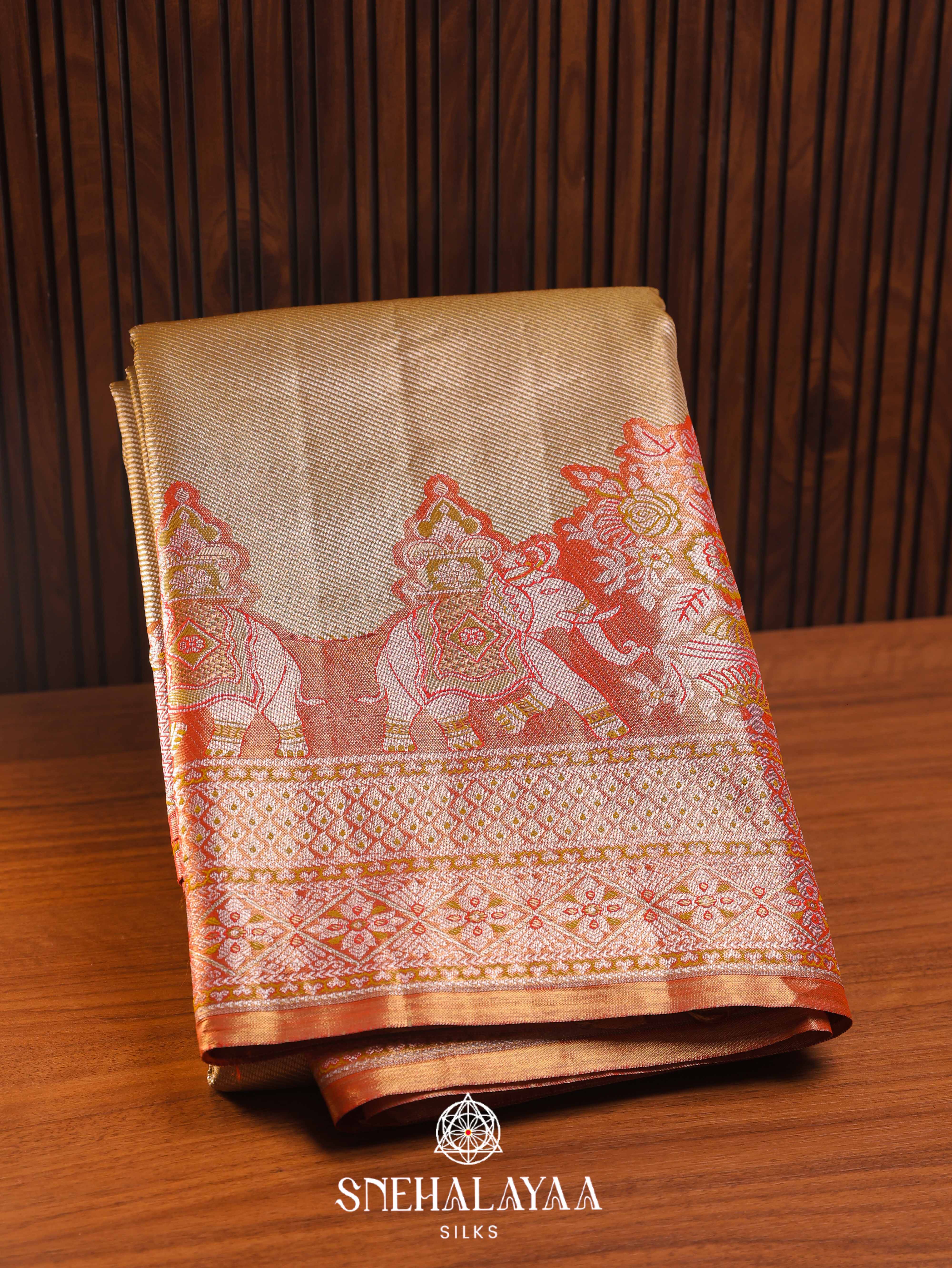 Golden Art Silk Saree