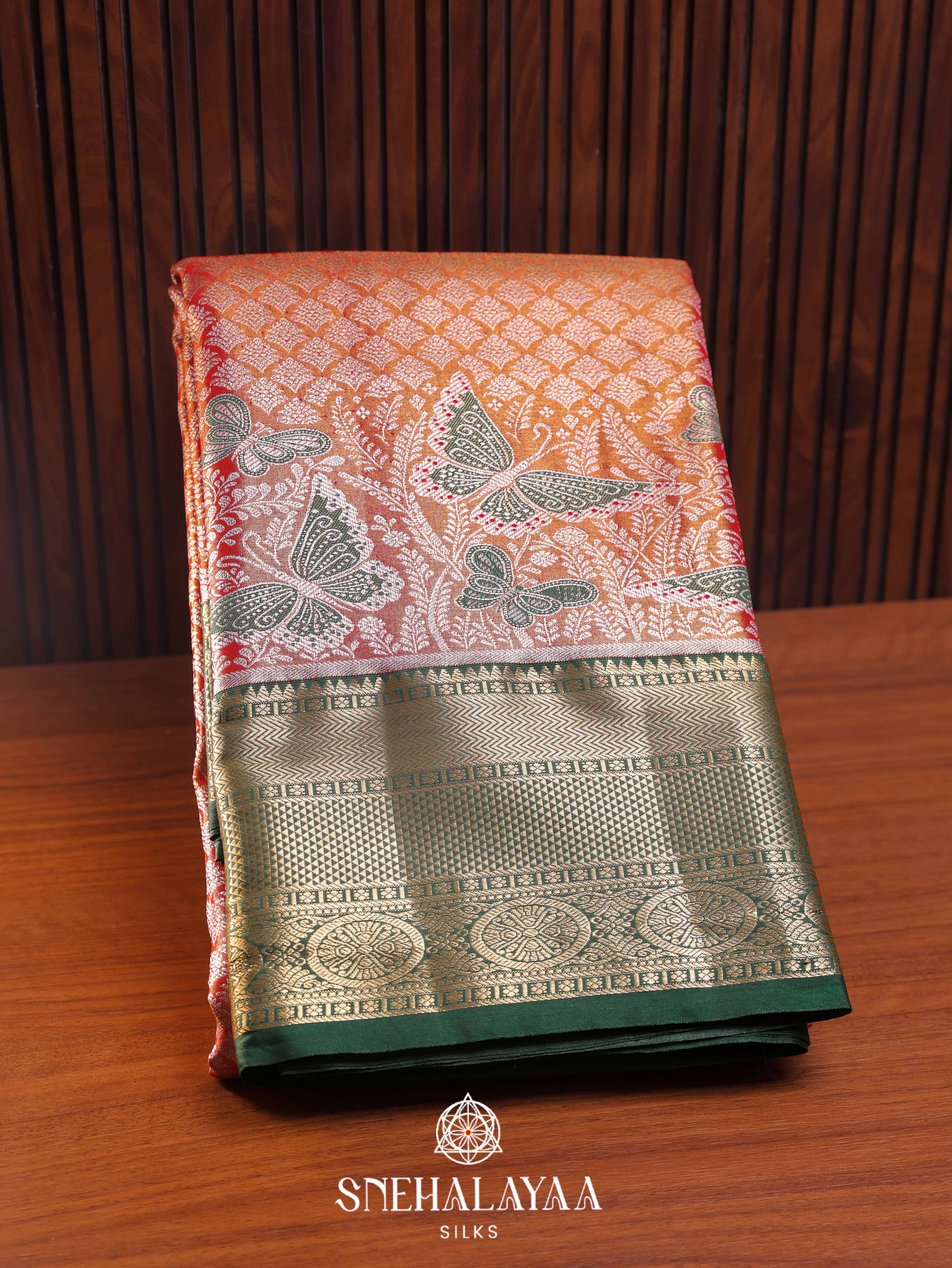 Peach Art Silk Saree