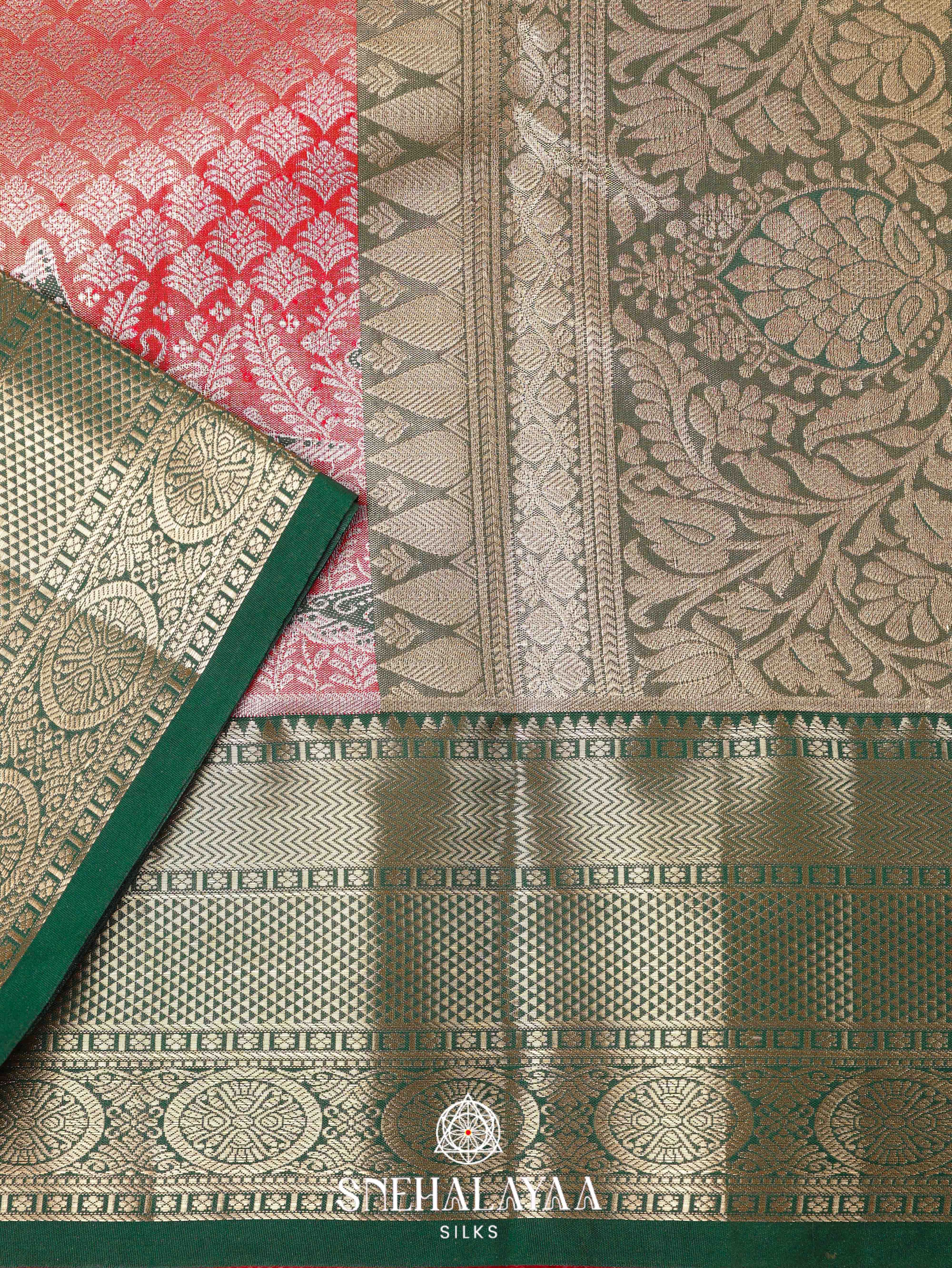 Peach Art Silk Saree