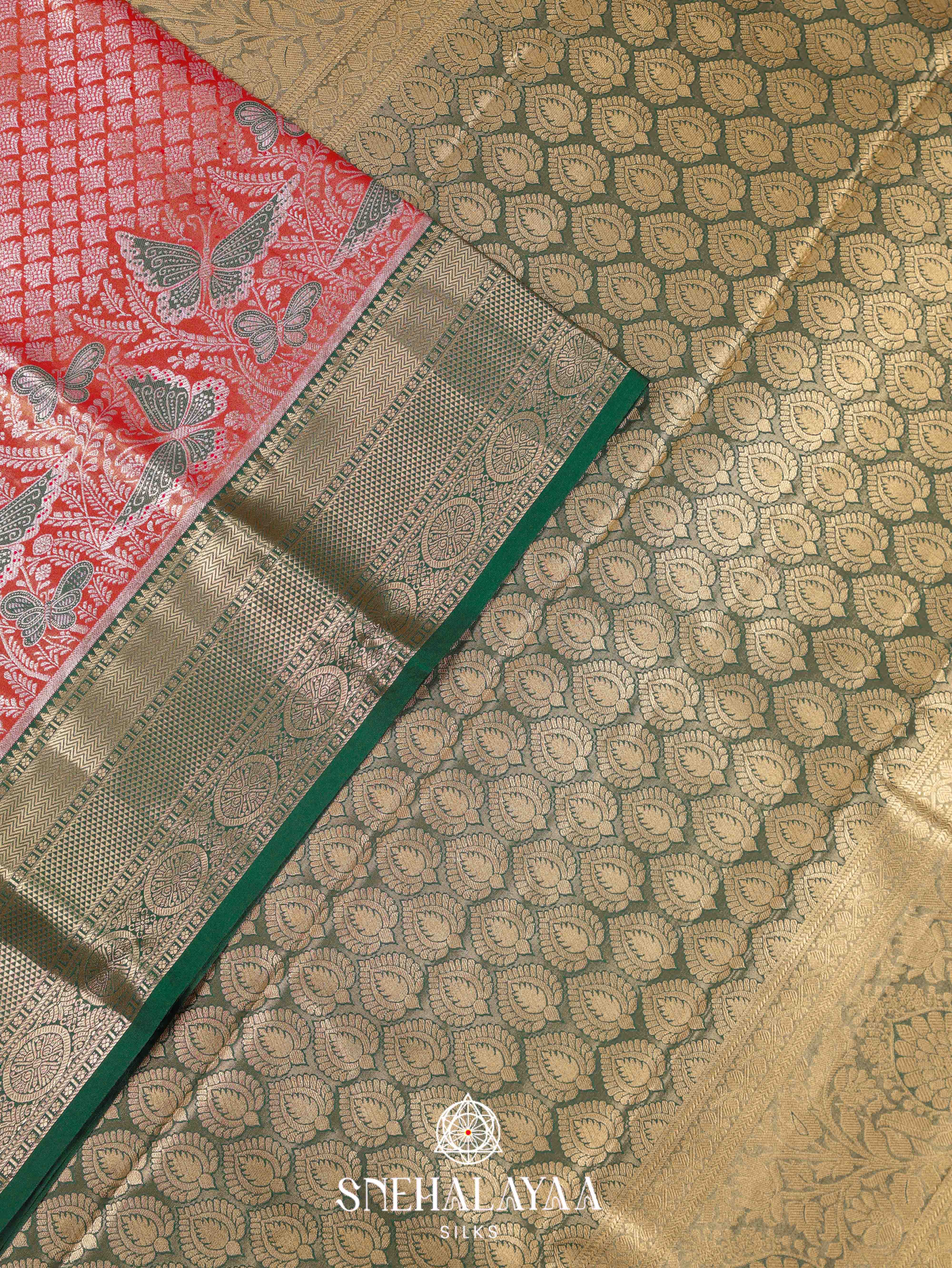 Peach Art Silk Saree