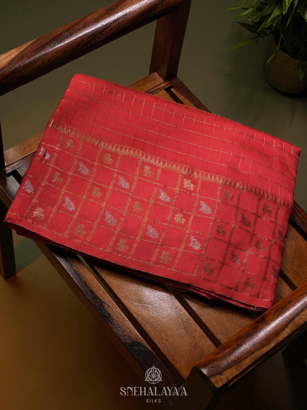 Ruby Red Banaras Silk Saree