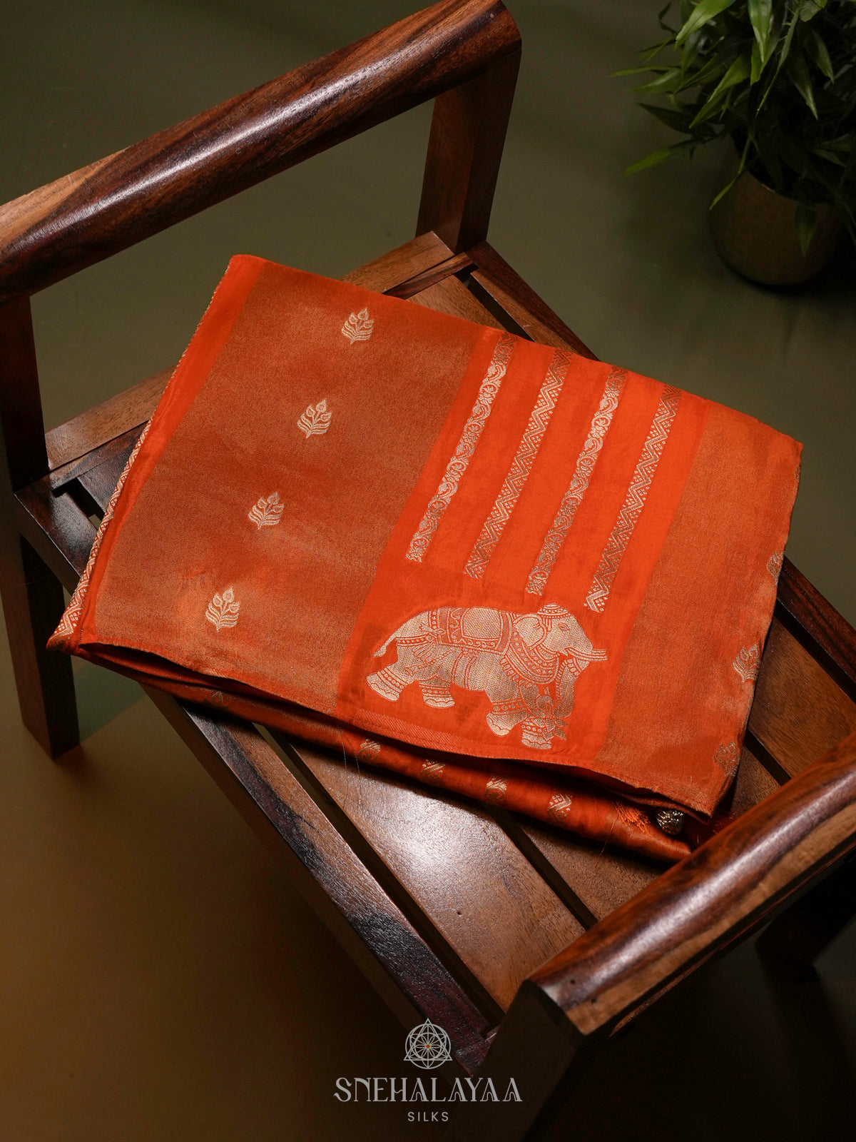 Orange Banaras Silk Saree