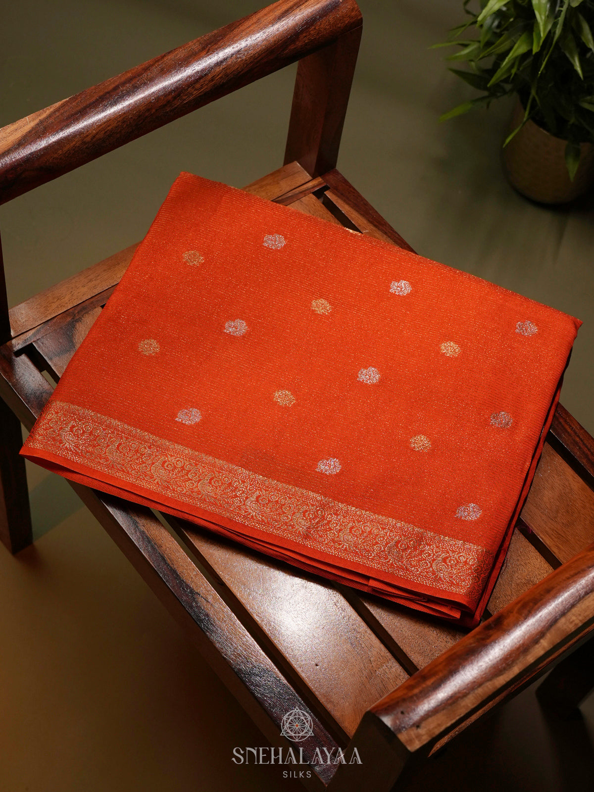 Orange Banaras Silk Saree