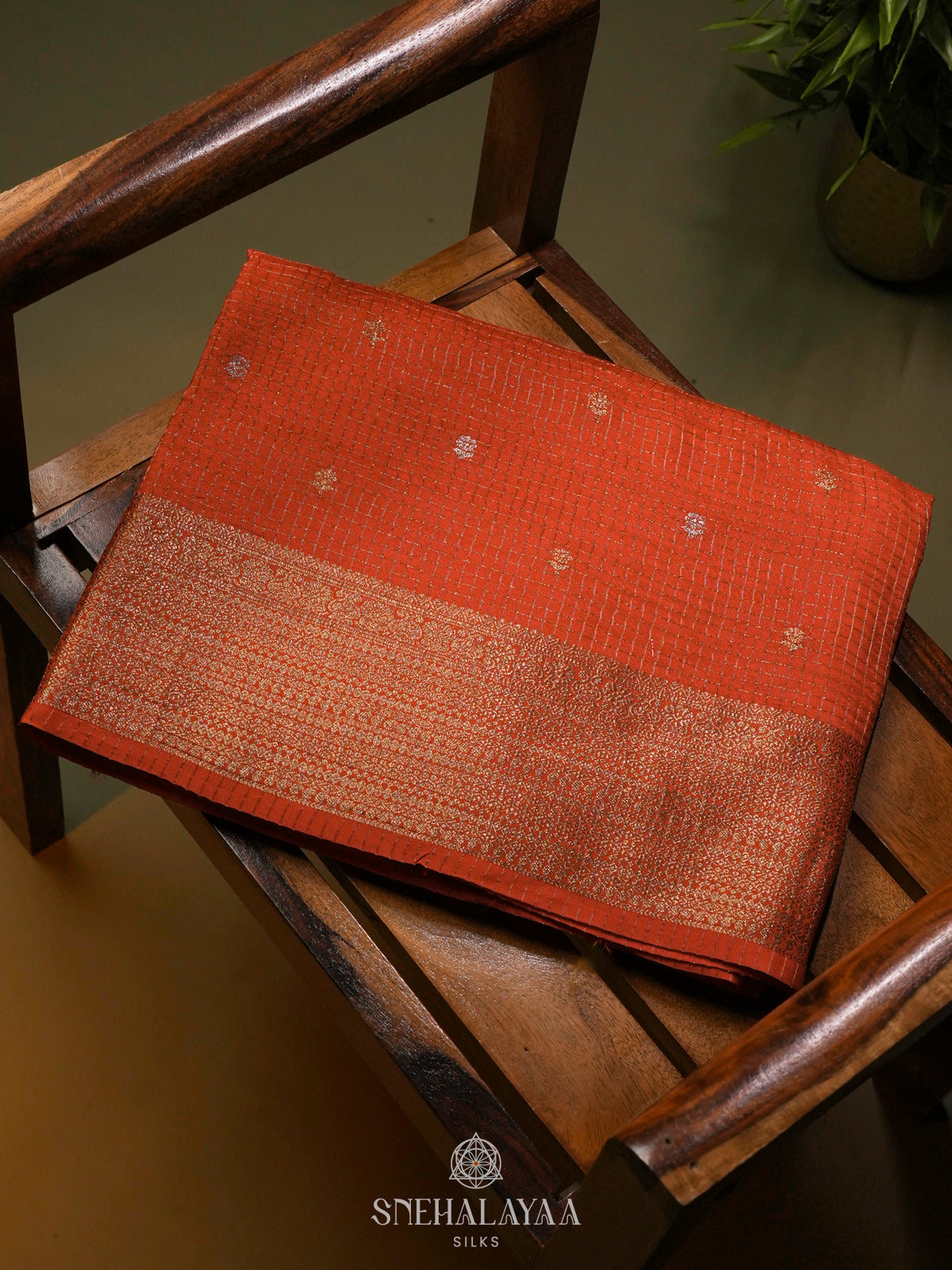 Orange Banaras Silk Saree