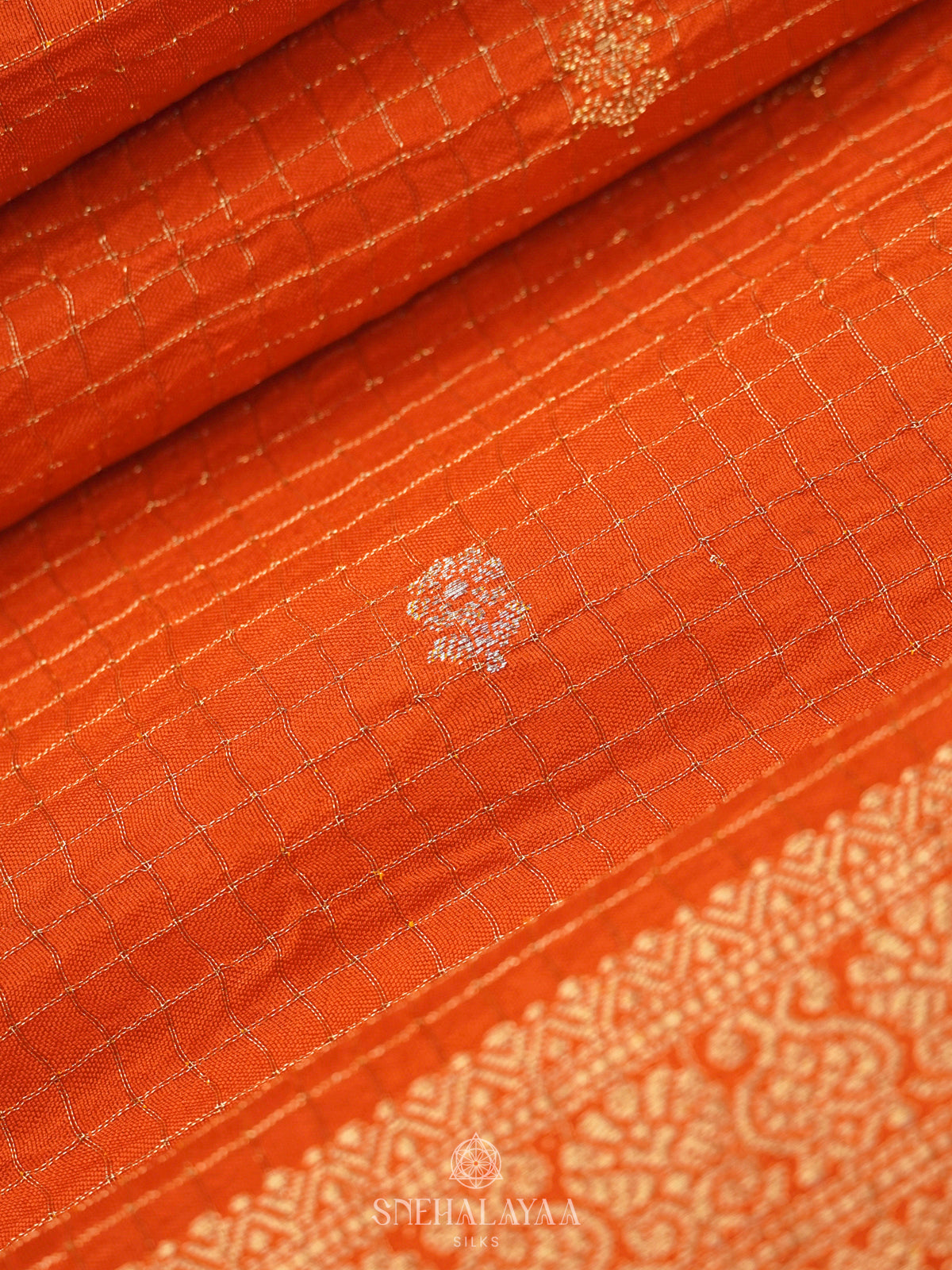 Orange Banaras Silk Saree