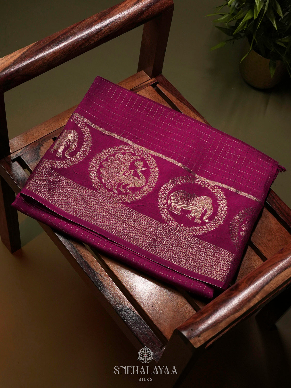 Magenta Pink Banaras Silk Saree