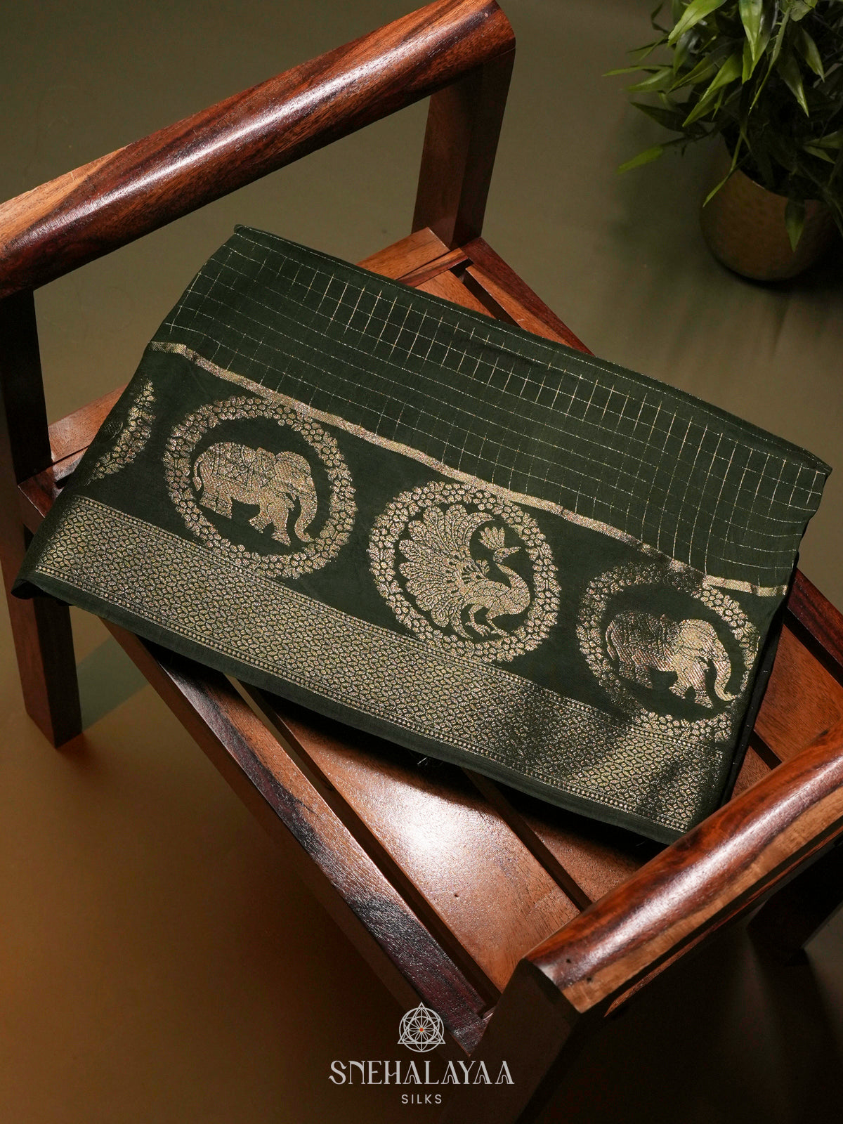 Forest Green Banaras Silk Saree
