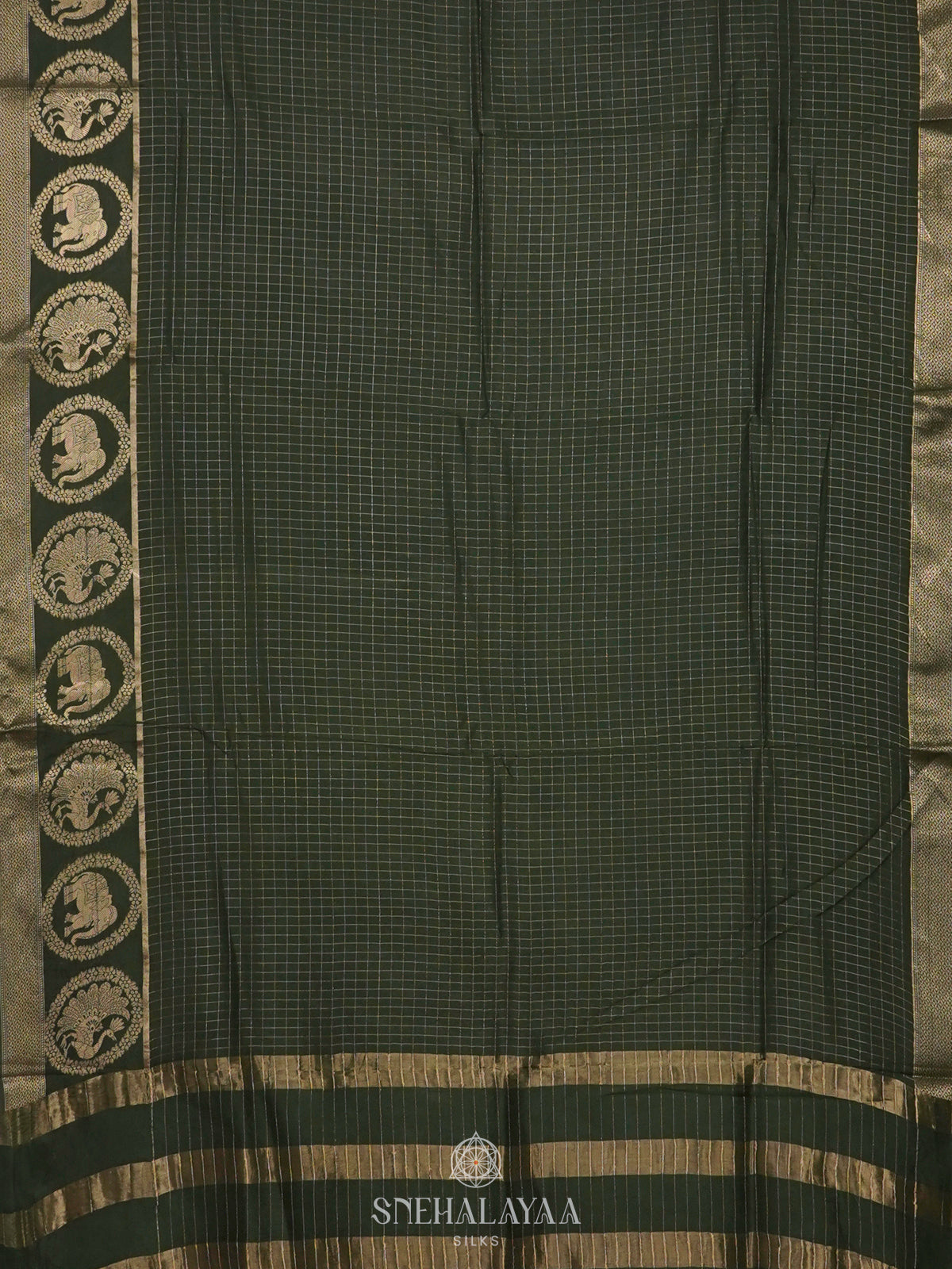 Forest Green Banaras Silk Saree