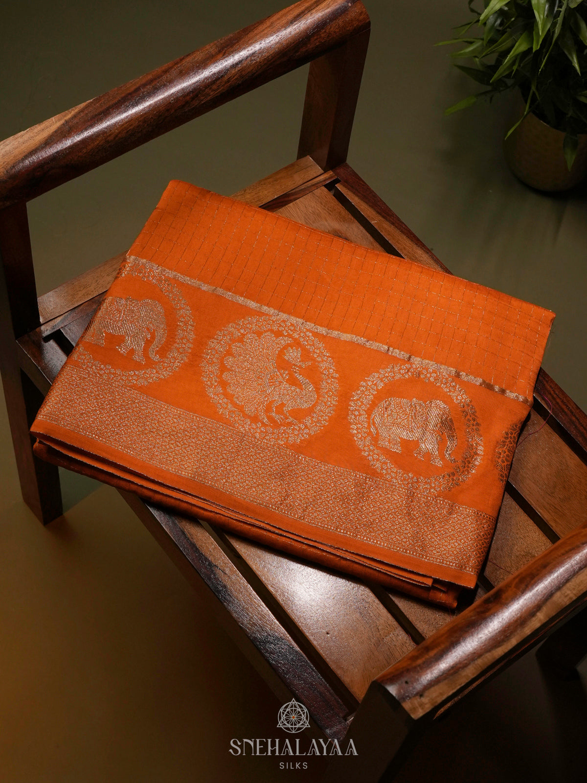Orange Banaras Silk Saree